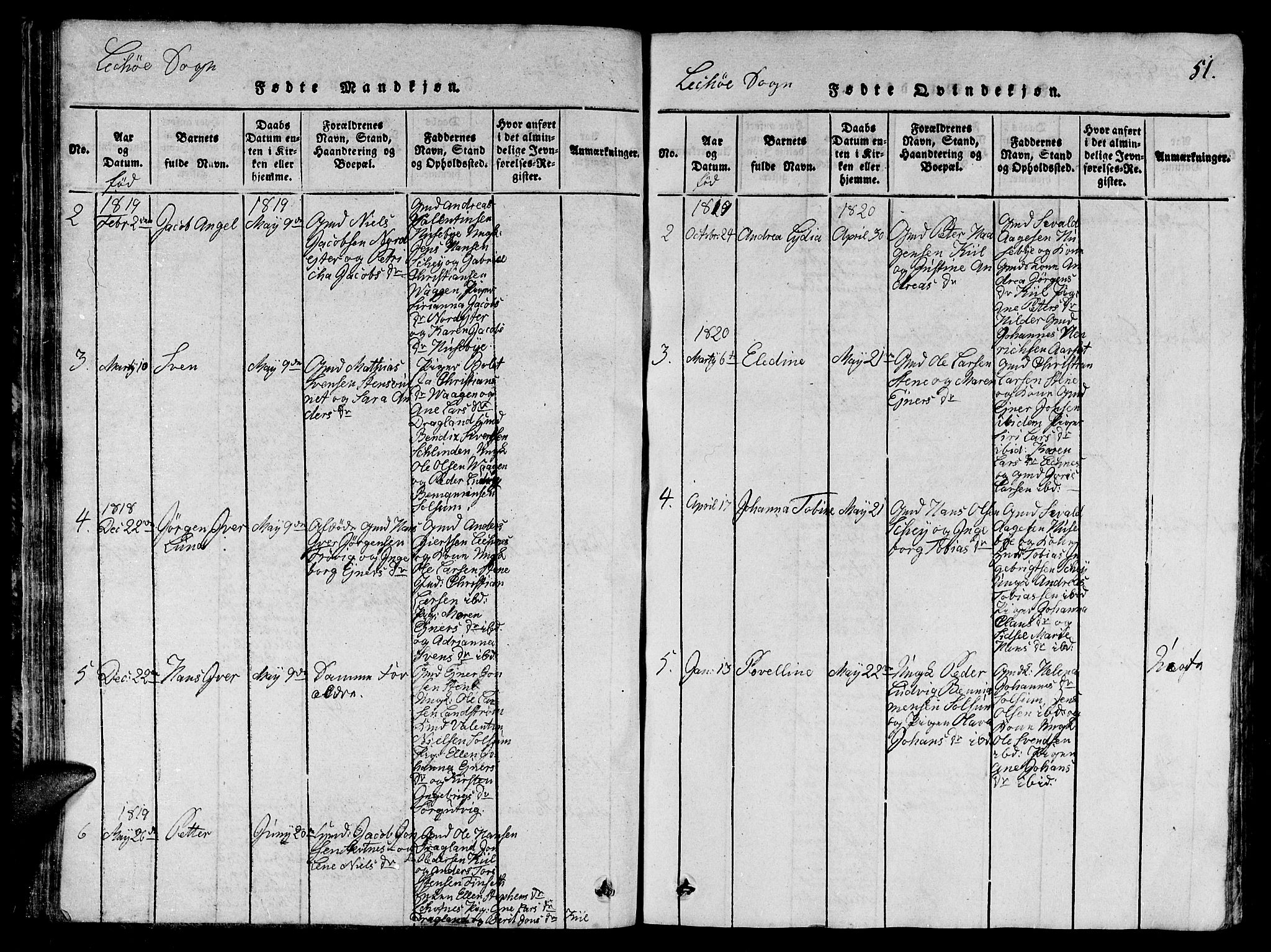 Ministerialprotokoller, klokkerbøker og fødselsregistre - Nord-Trøndelag, SAT/A-1458/780/L0648: Klokkerbok nr. 780C01 /2, 1815-1875, s. 51