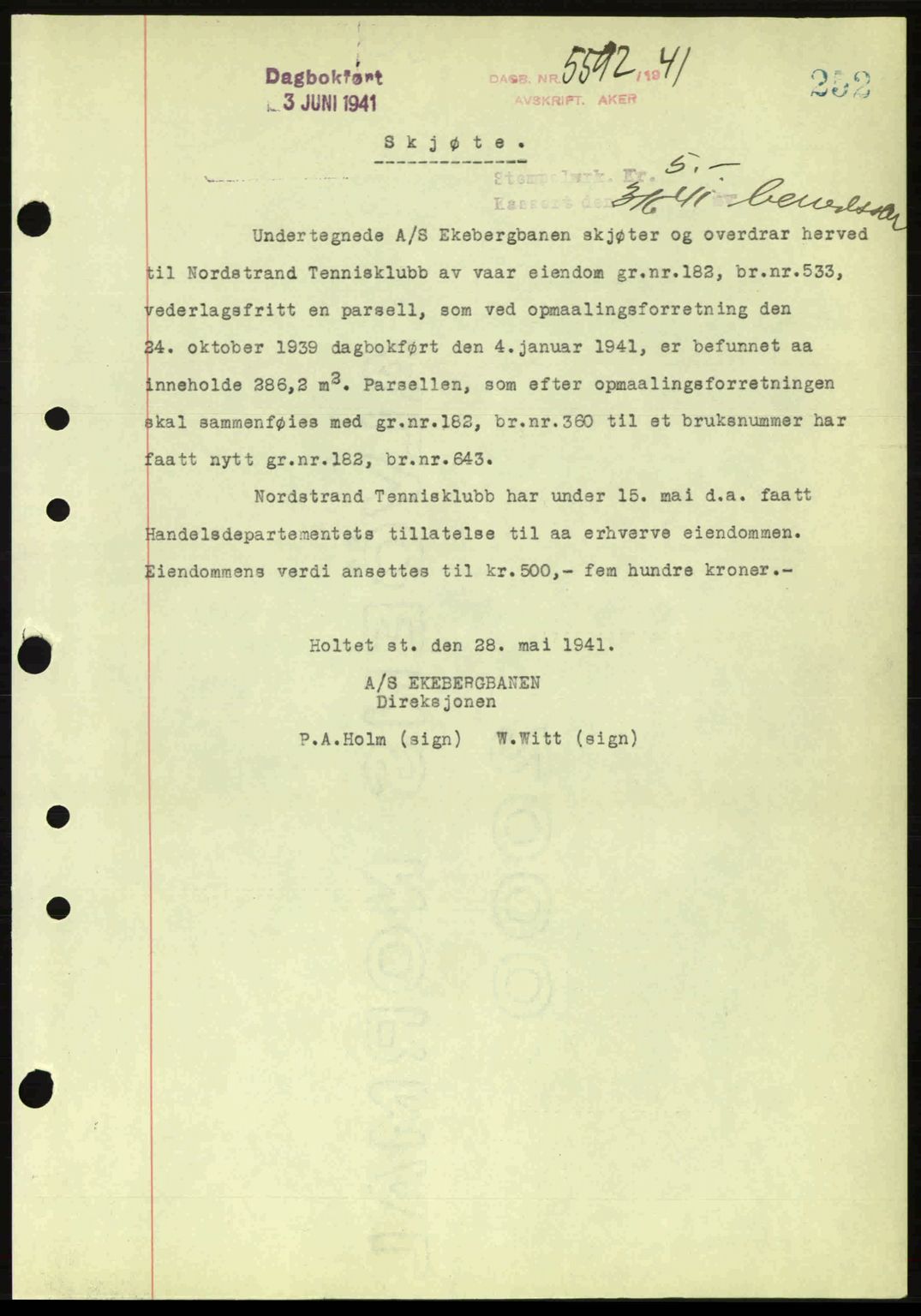 Aker herredsskriveri, SAO/A-10896/G/Gb/Gba/Gbab/L0048: Pantebok nr. A172-173, 1941-1941, Dagboknr: 5592/1941