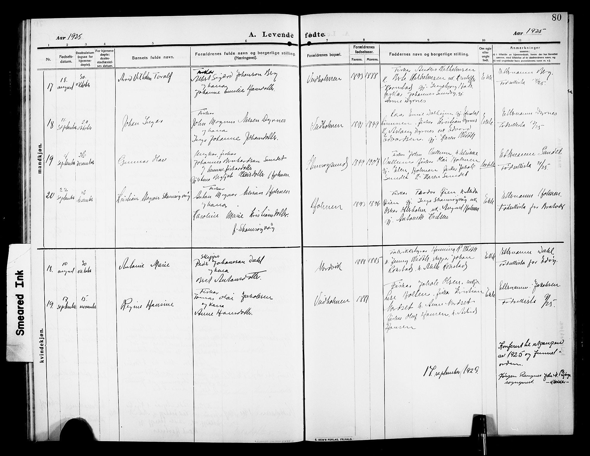 Ministerialprotokoller, klokkerbøker og fødselsregistre - Møre og Romsdal, AV/SAT-A-1454/583/L0956: Klokkerbok nr. 583C01, 1909-1925, s. 80