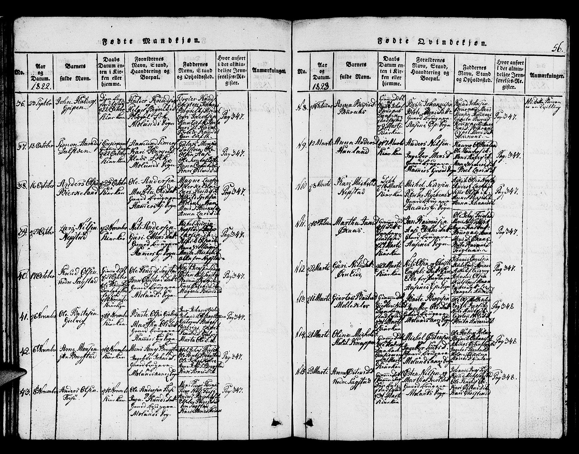 Hamre sokneprestembete, AV/SAB-A-75501/H/Ha/Hab: Klokkerbok nr. A 1, 1816-1826, s. 56