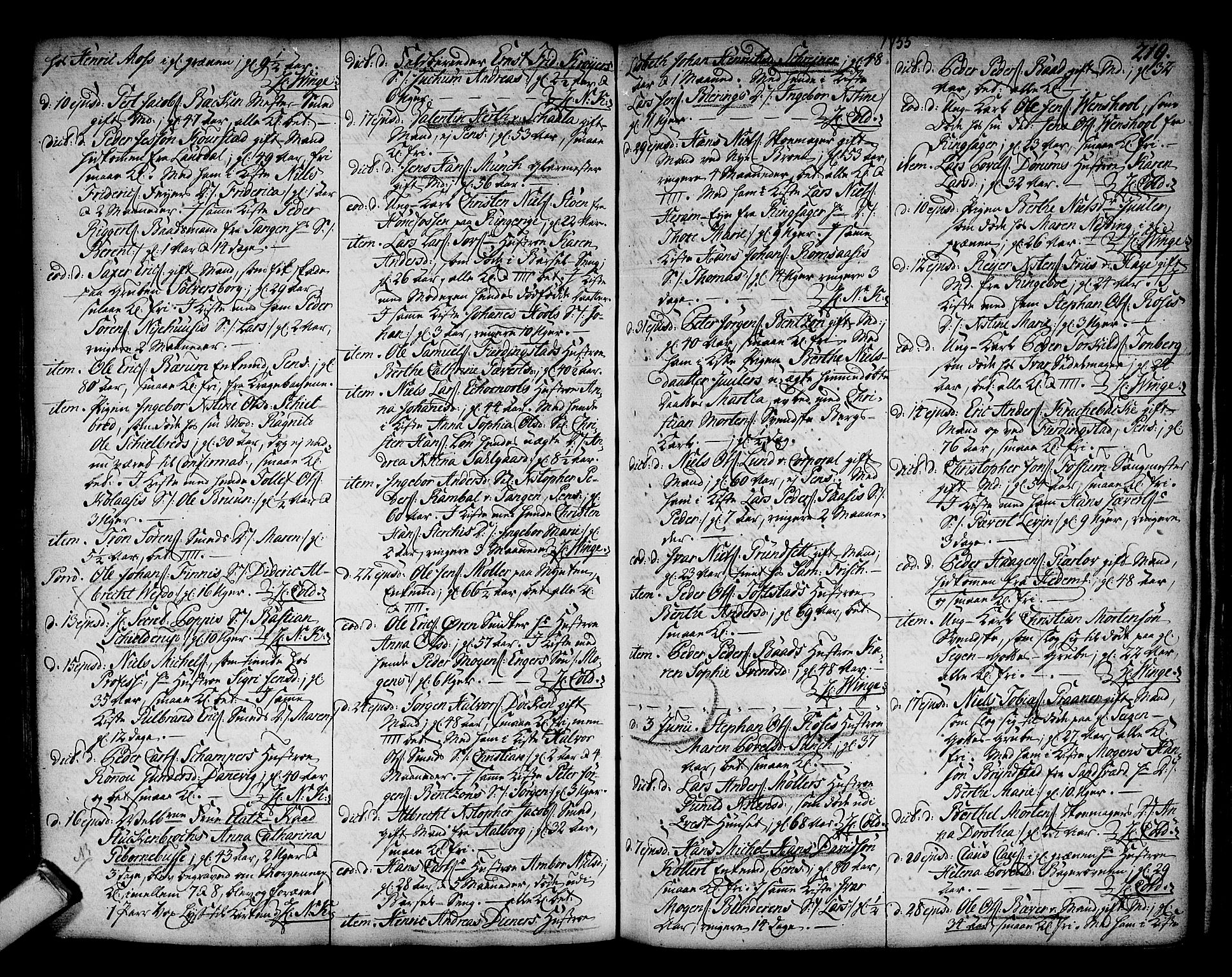 Kongsberg kirkebøker, SAKO/A-22/F/Fa/L0003: Ministerialbok nr. I 3, 1744-1755, s. 219