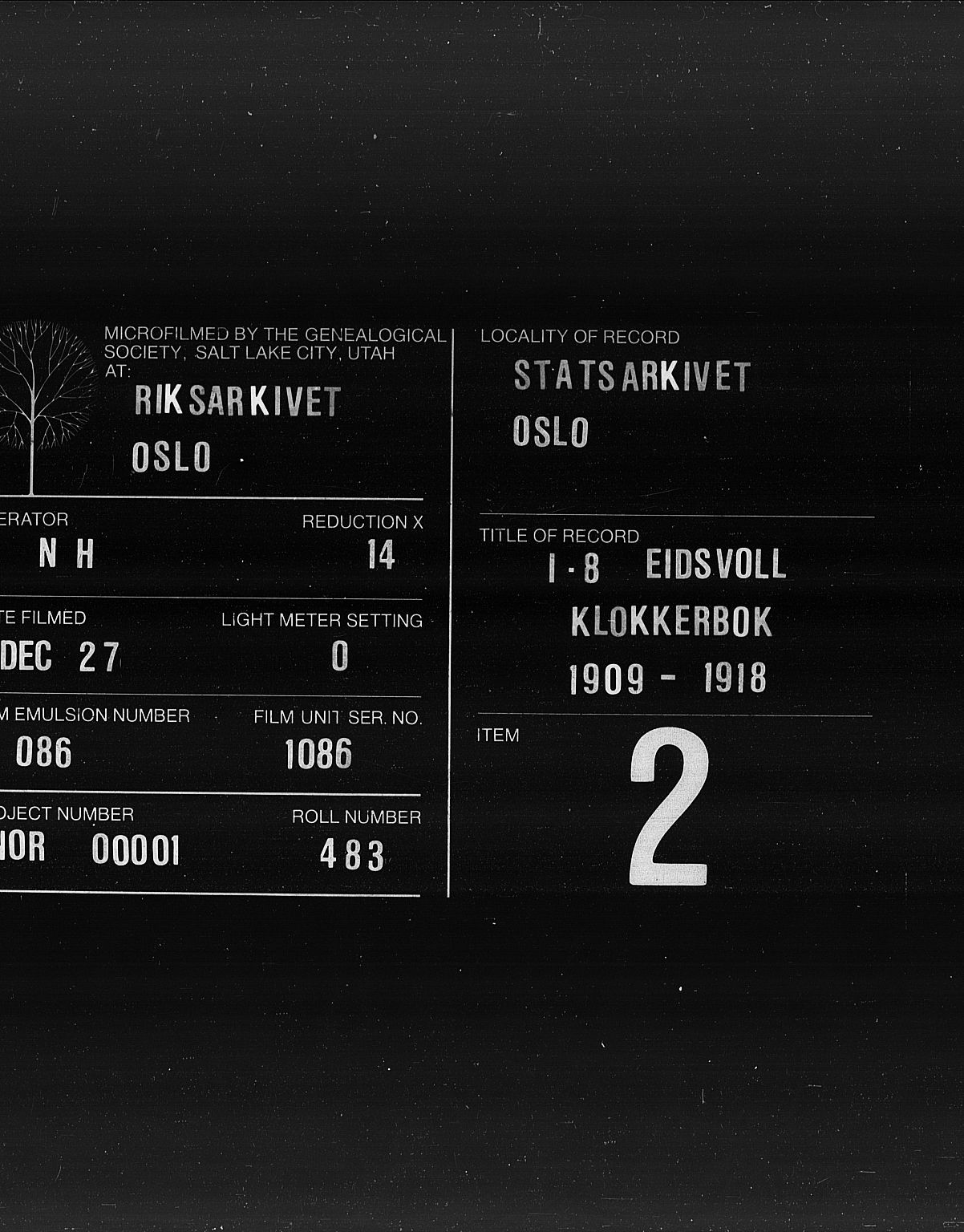 Eidsvoll prestekontor Kirkebøker, AV/SAO-A-10888/G/Ga/L0008: Klokkerbok nr. I 8, 1909-1918
