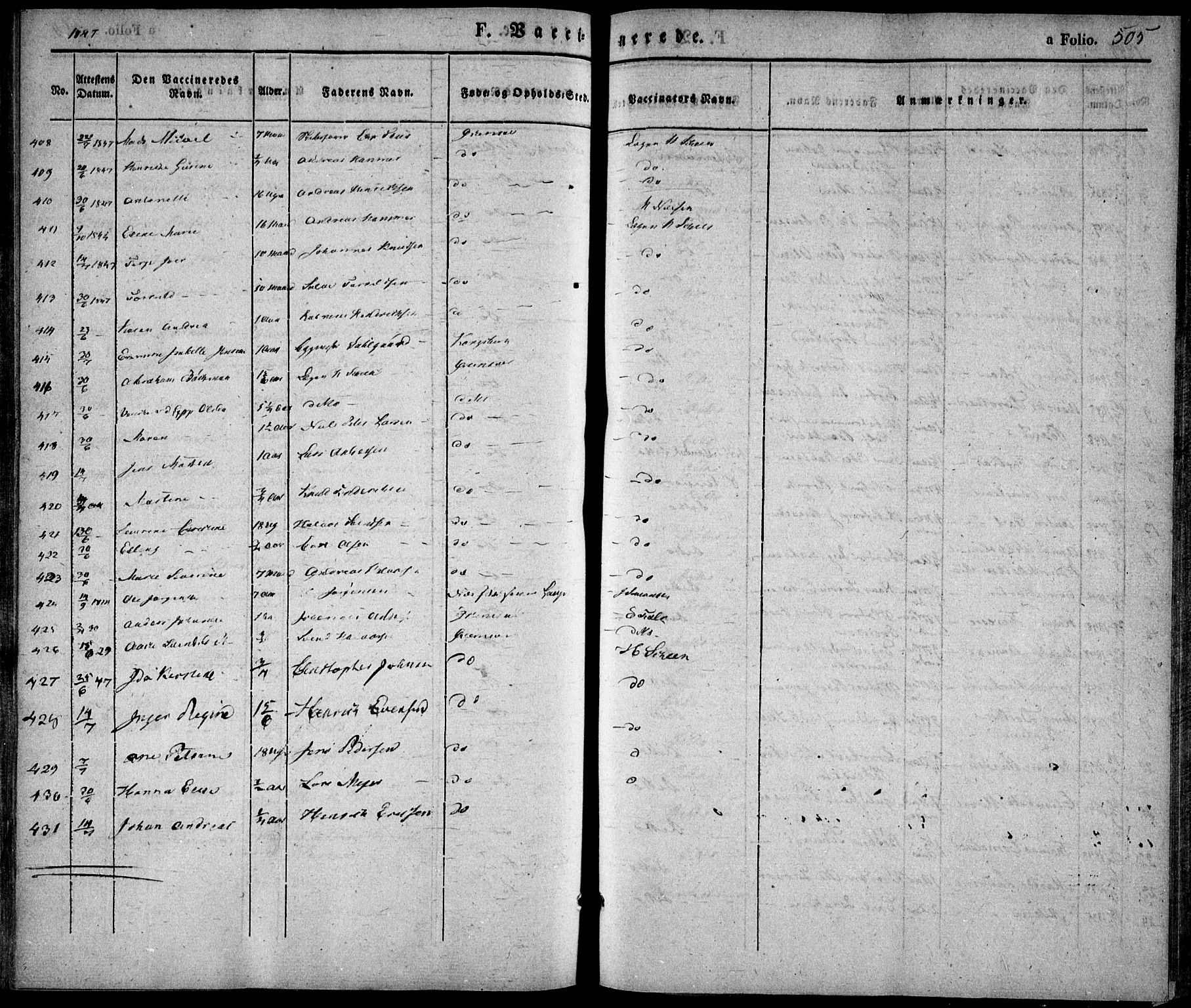 Risør sokneprestkontor, AV/SAK-1111-0035/F/Fa/L0003: Ministerialbok nr. A 3, 1838-1864, s. 505
