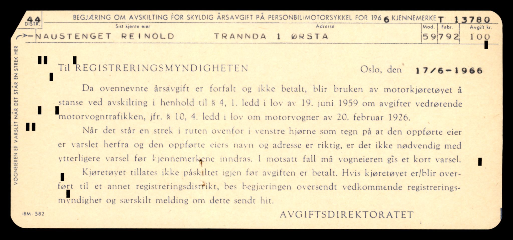 Møre og Romsdal vegkontor - Ålesund trafikkstasjon, AV/SAT-A-4099/F/Fe/L0041: Registreringskort for kjøretøy T 13710 - T 13905, 1927-1998, s. 1183