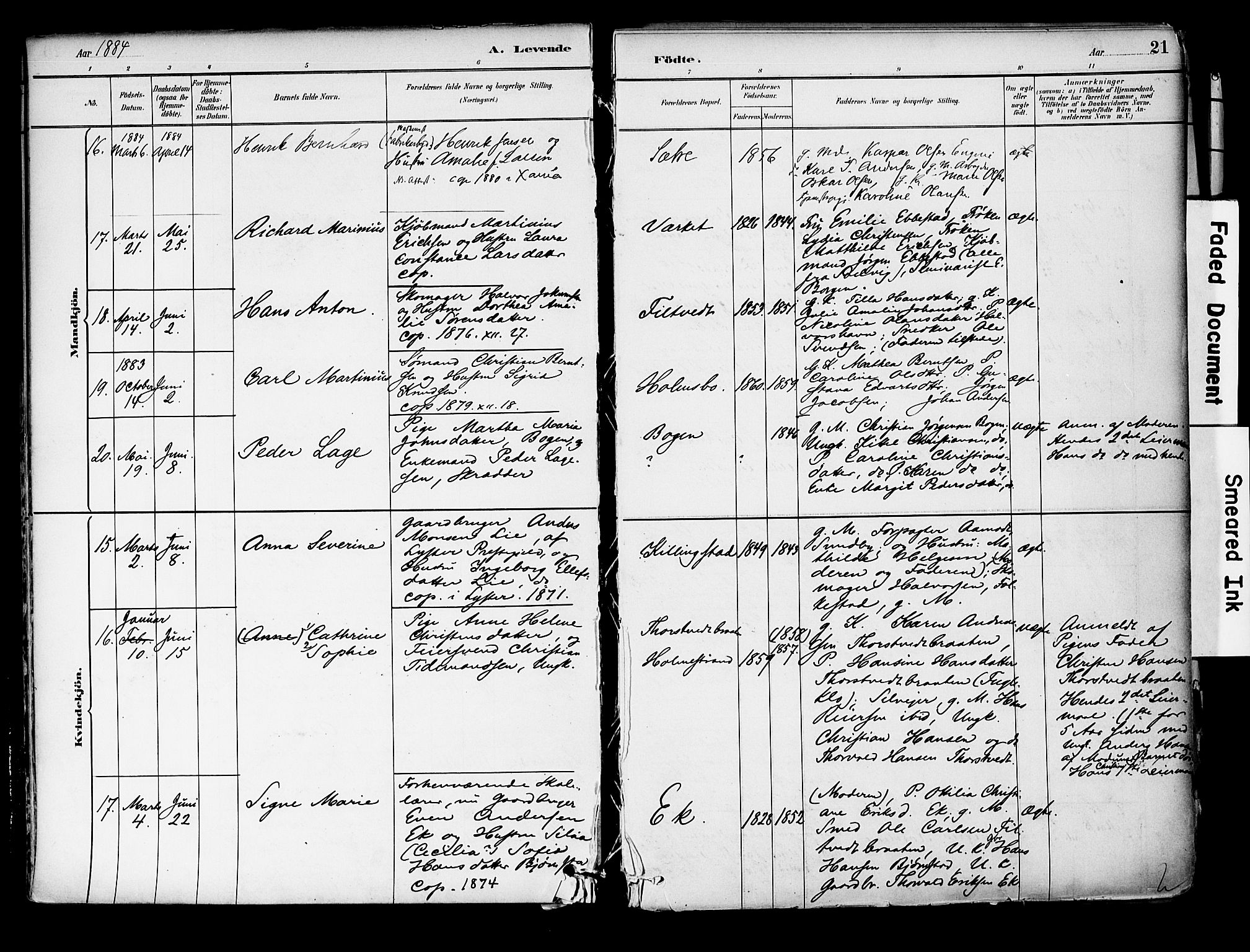 Hurum kirkebøker, AV/SAKO-A-229/F/Fa/L0014: Ministerialbok nr. 14, 1882-1895, s. 21
