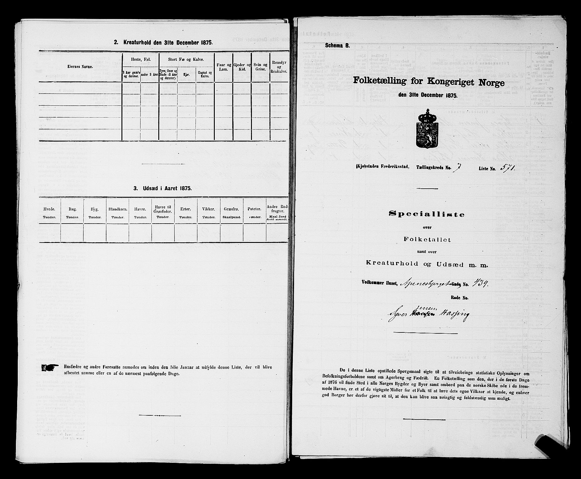 RA, Folketelling 1875 for 0103B Fredrikstad prestegjeld, Fredrikstad kjøpstad, 1875, s. 1305