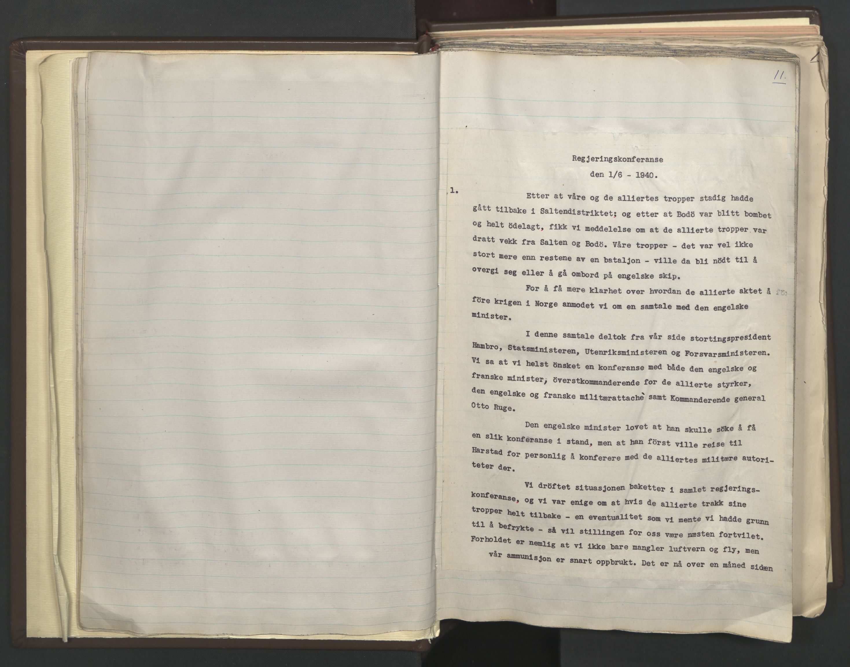 Statsministerens kontor, AV/RA-S-1005/A/Aa/L0001: Referat fra regjeringskonferanser, 1940-1941, s. 11