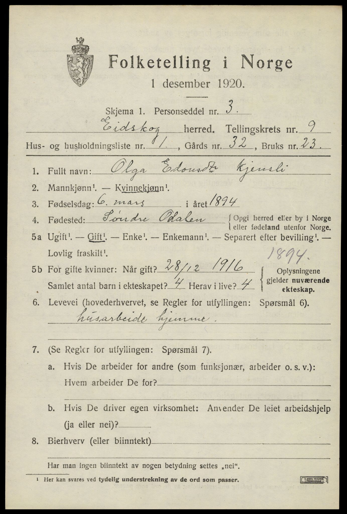 SAH, Folketelling 1920 for 0420 Eidskog herred, 1920, s. 10175