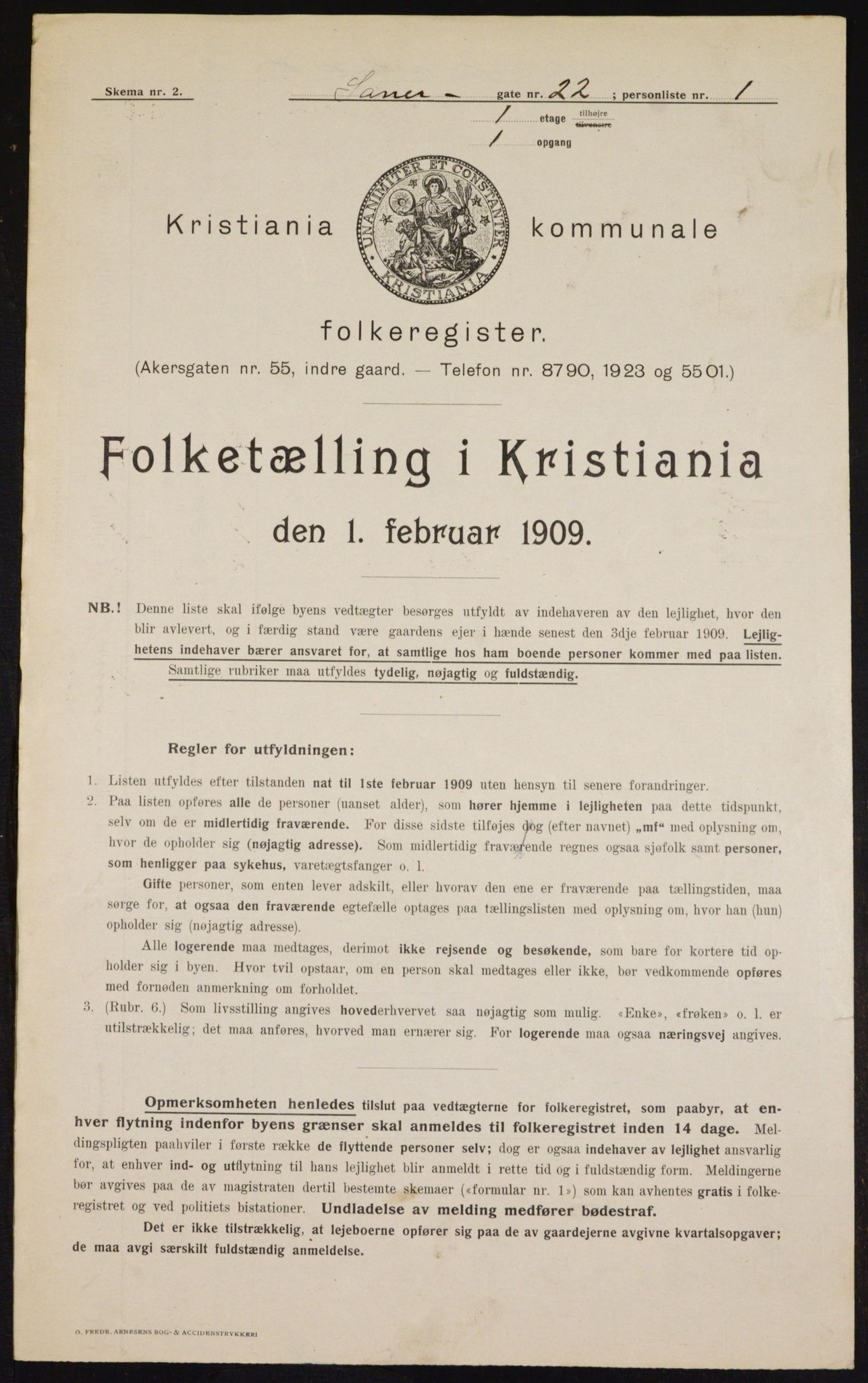 OBA, Kommunal folketelling 1.2.1909 for Kristiania kjøpstad, 1909, s. 68229