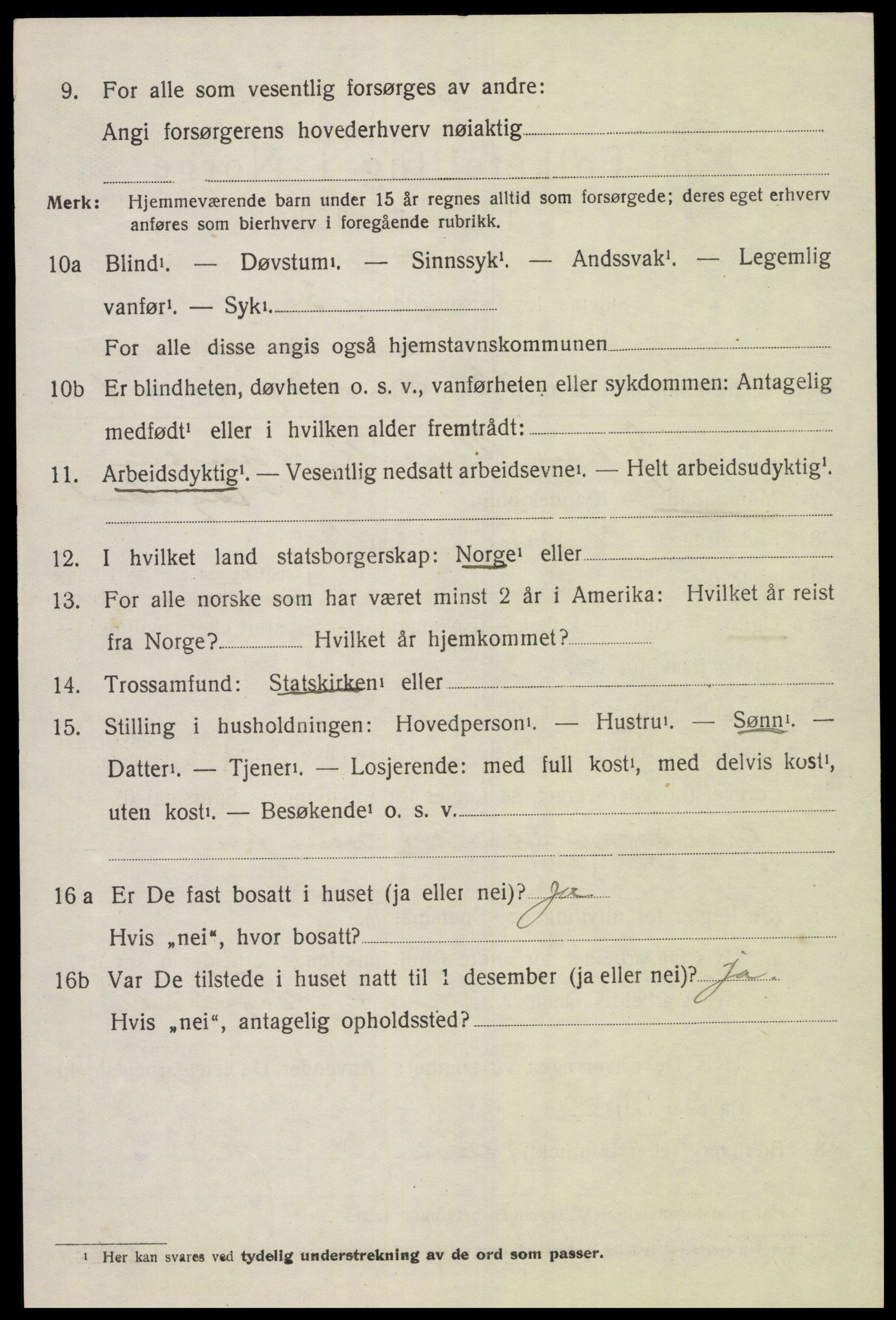 SAK, Folketelling 1920 for 1020 Holum herred, 1920, s. 2612