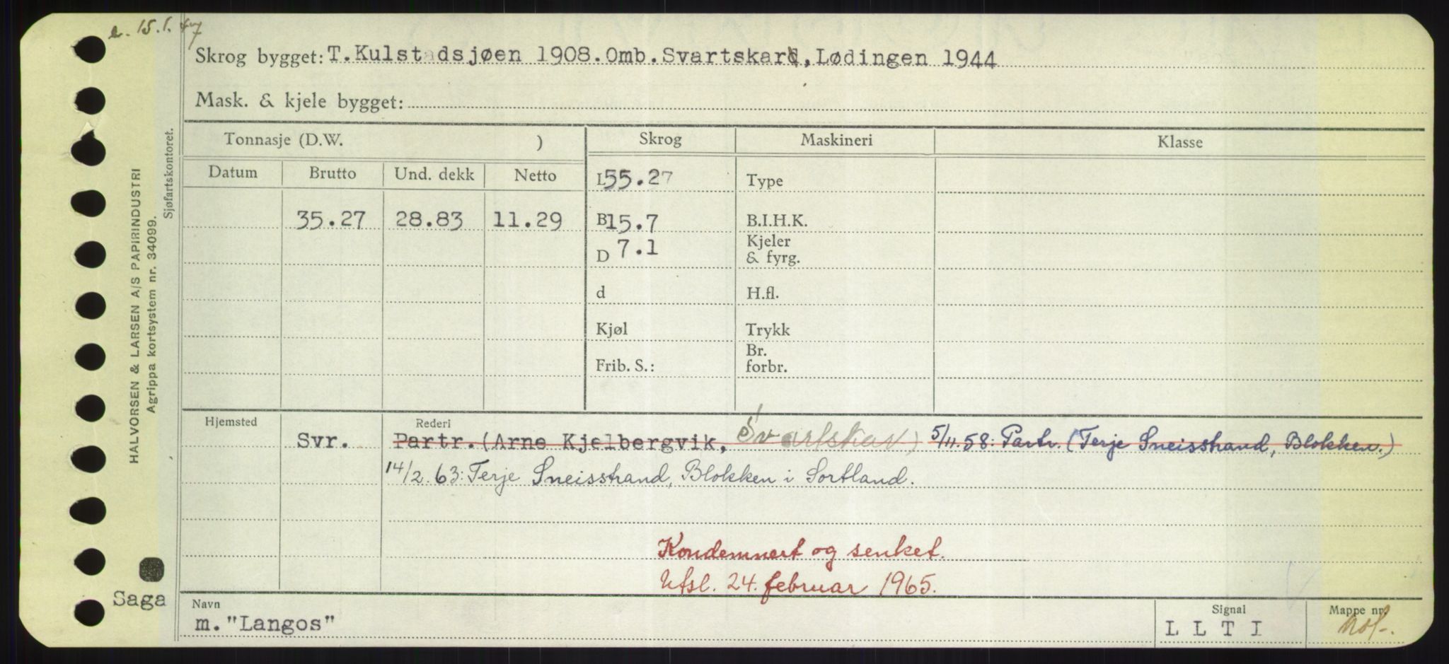 Sjøfartsdirektoratet med forløpere, Skipsmålingen, RA/S-1627/H/Hd/L0022: Fartøy, L-Lia, s. 189