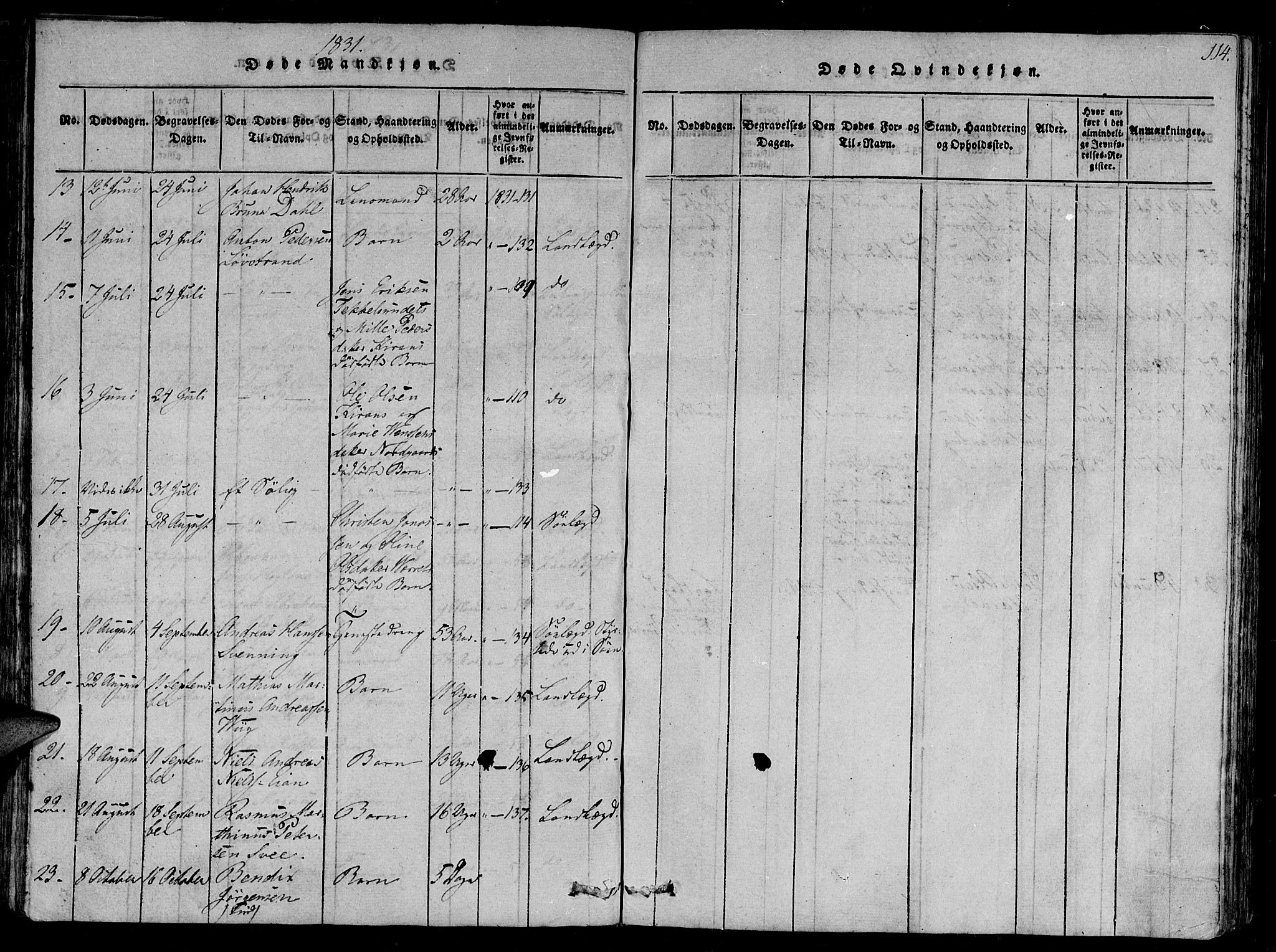 Ministerialprotokoller, klokkerbøker og fødselsregistre - Sør-Trøndelag, AV/SAT-A-1456/657/L0702: Ministerialbok nr. 657A03, 1818-1831, s. 114