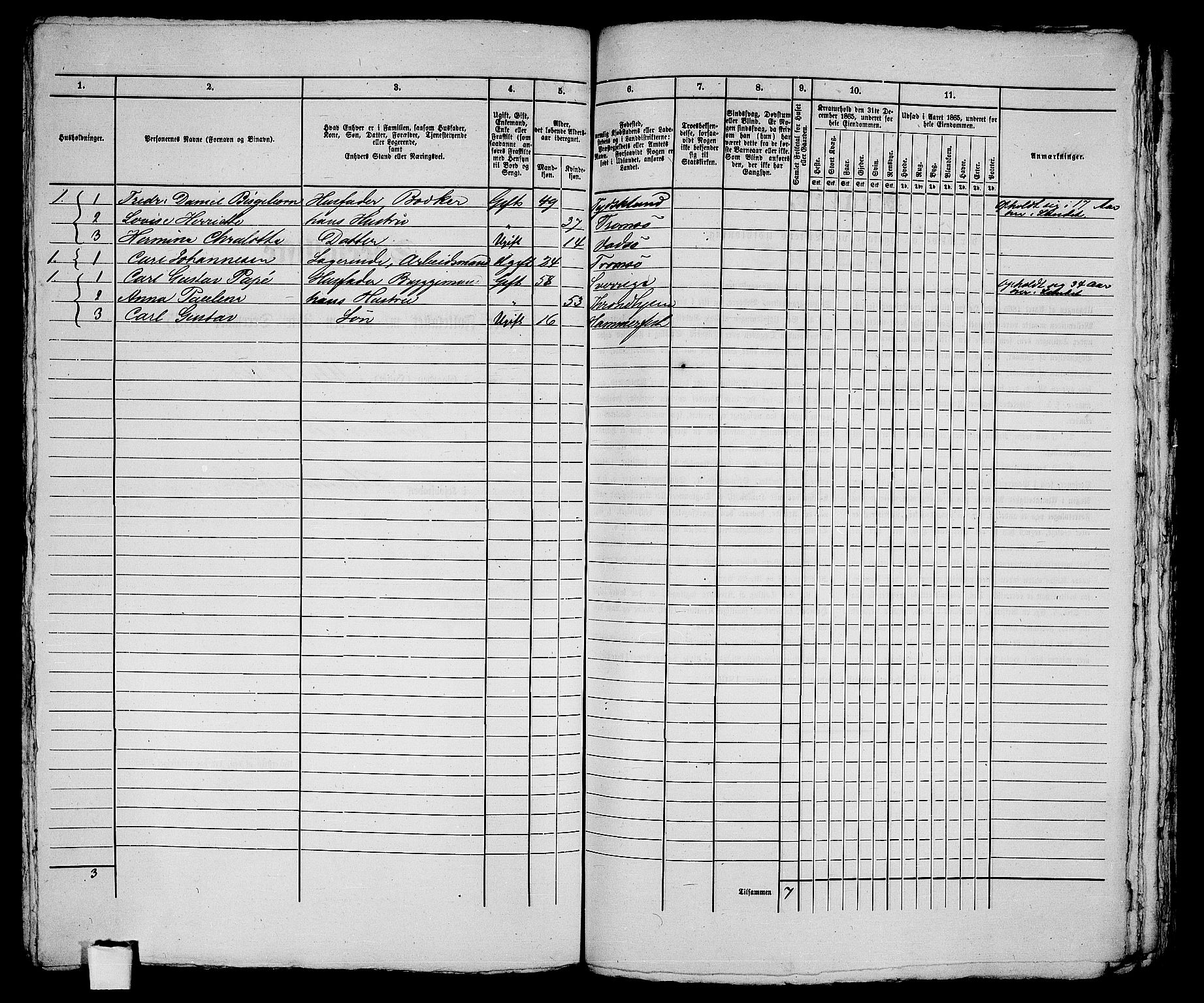 RA, Folketelling 1865 for 2001B Hammerfest prestegjeld, Hammerfest kjøpstad, 1865, s. 252