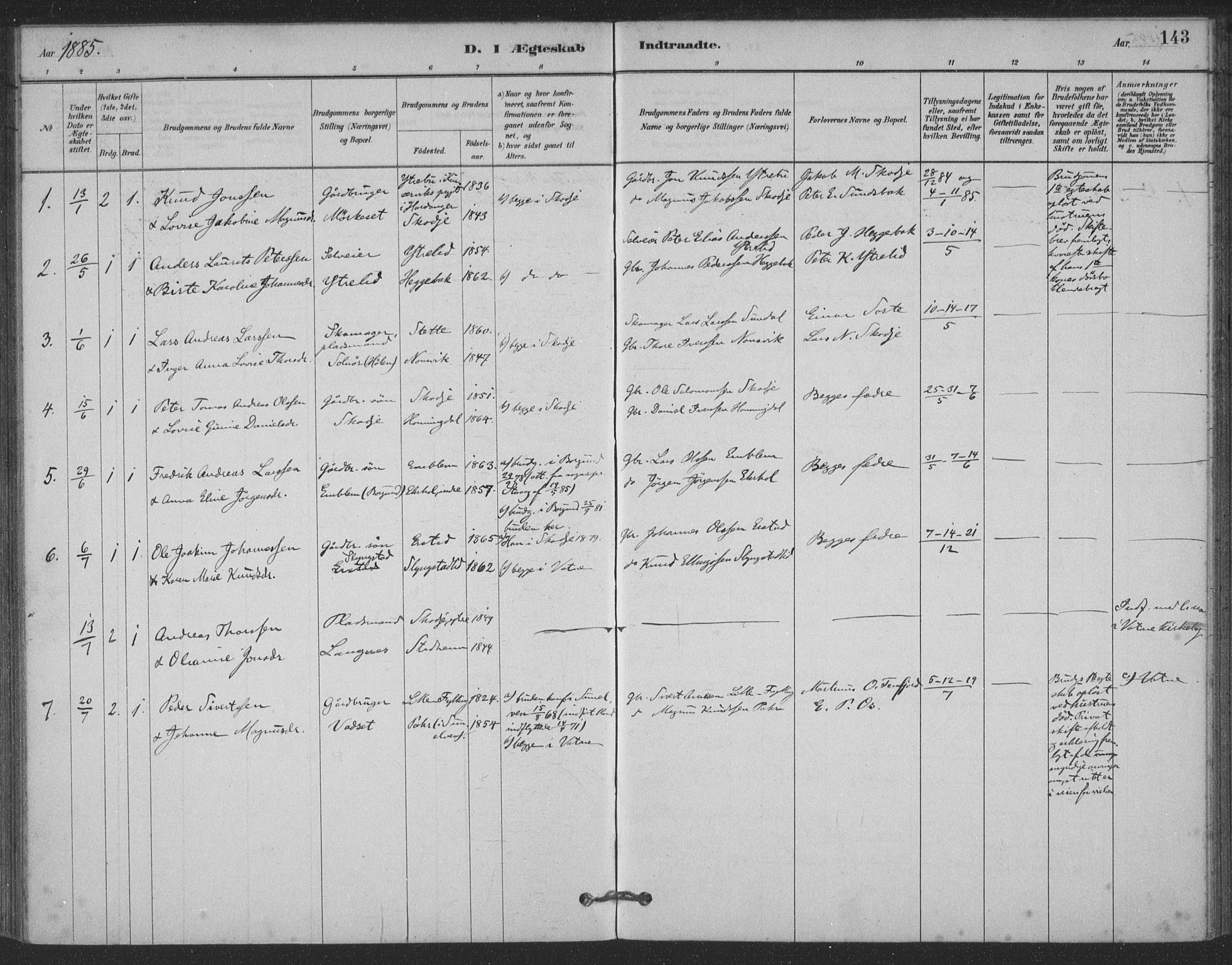 Ministerialprotokoller, klokkerbøker og fødselsregistre - Møre og Romsdal, AV/SAT-A-1454/524/L0356: Ministerialbok nr. 524A08, 1880-1899, s. 143