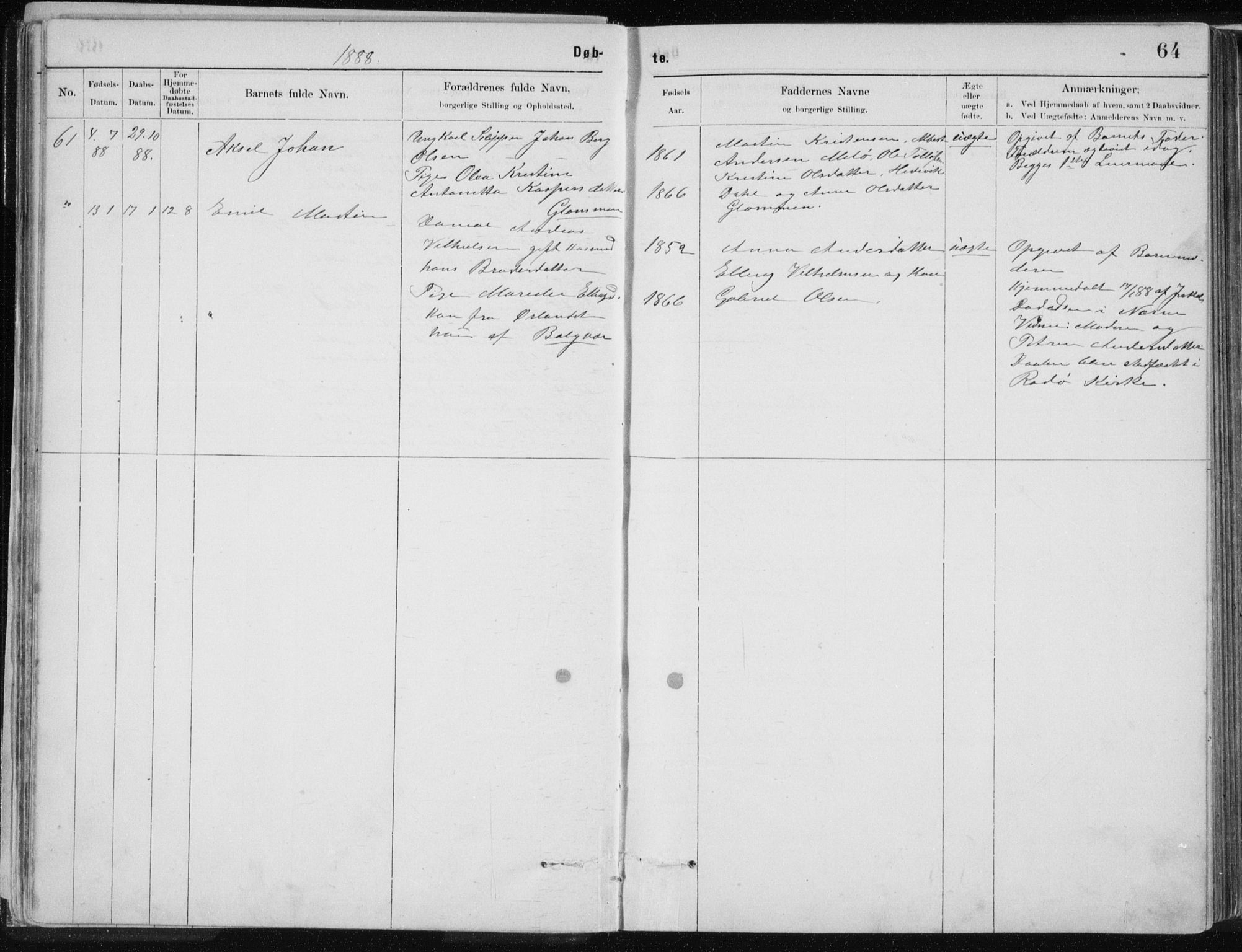 Ministerialprotokoller, klokkerbøker og fødselsregistre - Nordland, AV/SAT-A-1459/843/L0636: Klokkerbok nr. 843C05, 1884-1909, s. 64