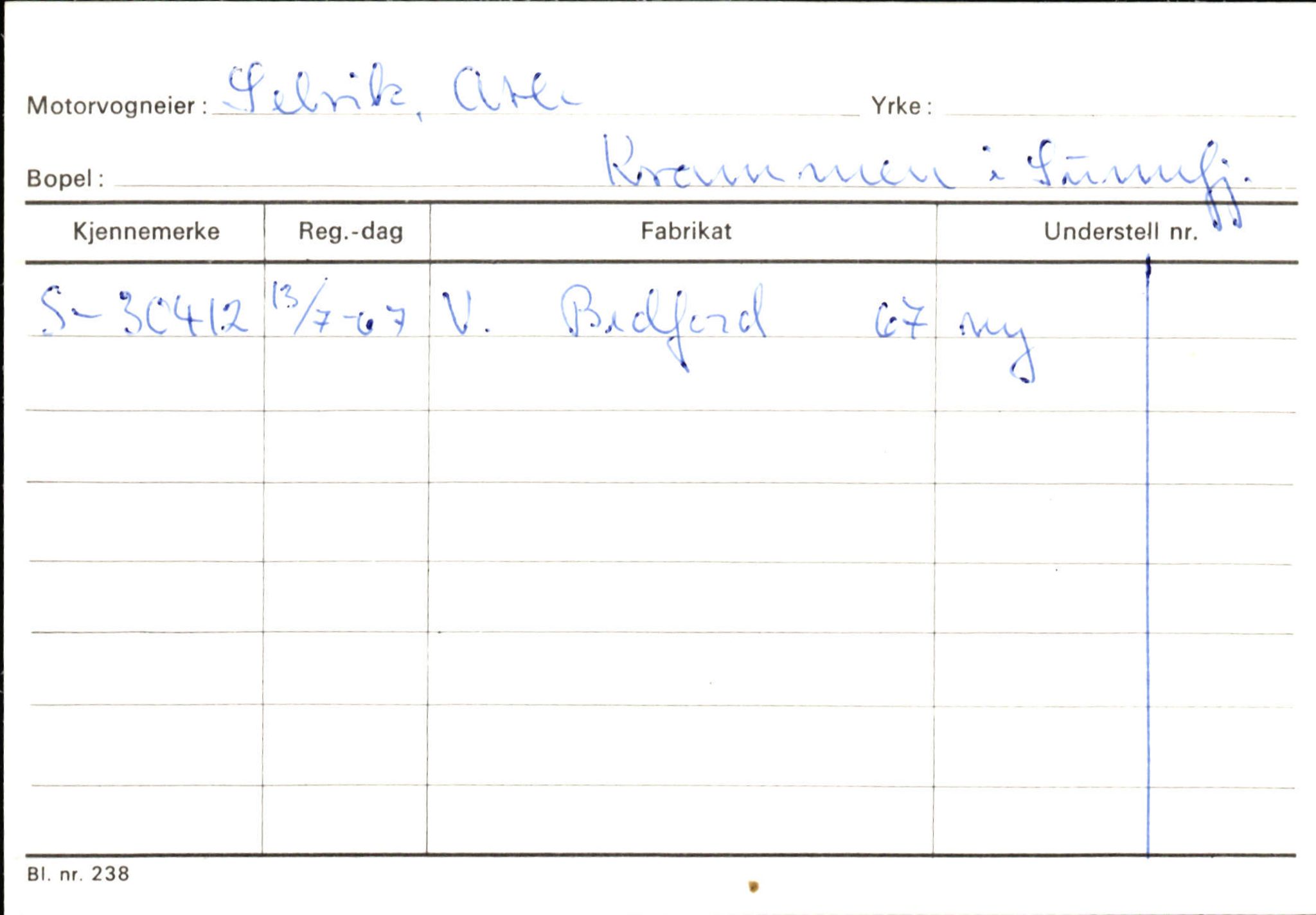 Statens vegvesen, Sogn og Fjordane vegkontor, AV/SAB-A-5301/4/F/L0132: Eigarregister Askvoll A-Å. Balestrand A-Å, 1945-1975, s. 1079