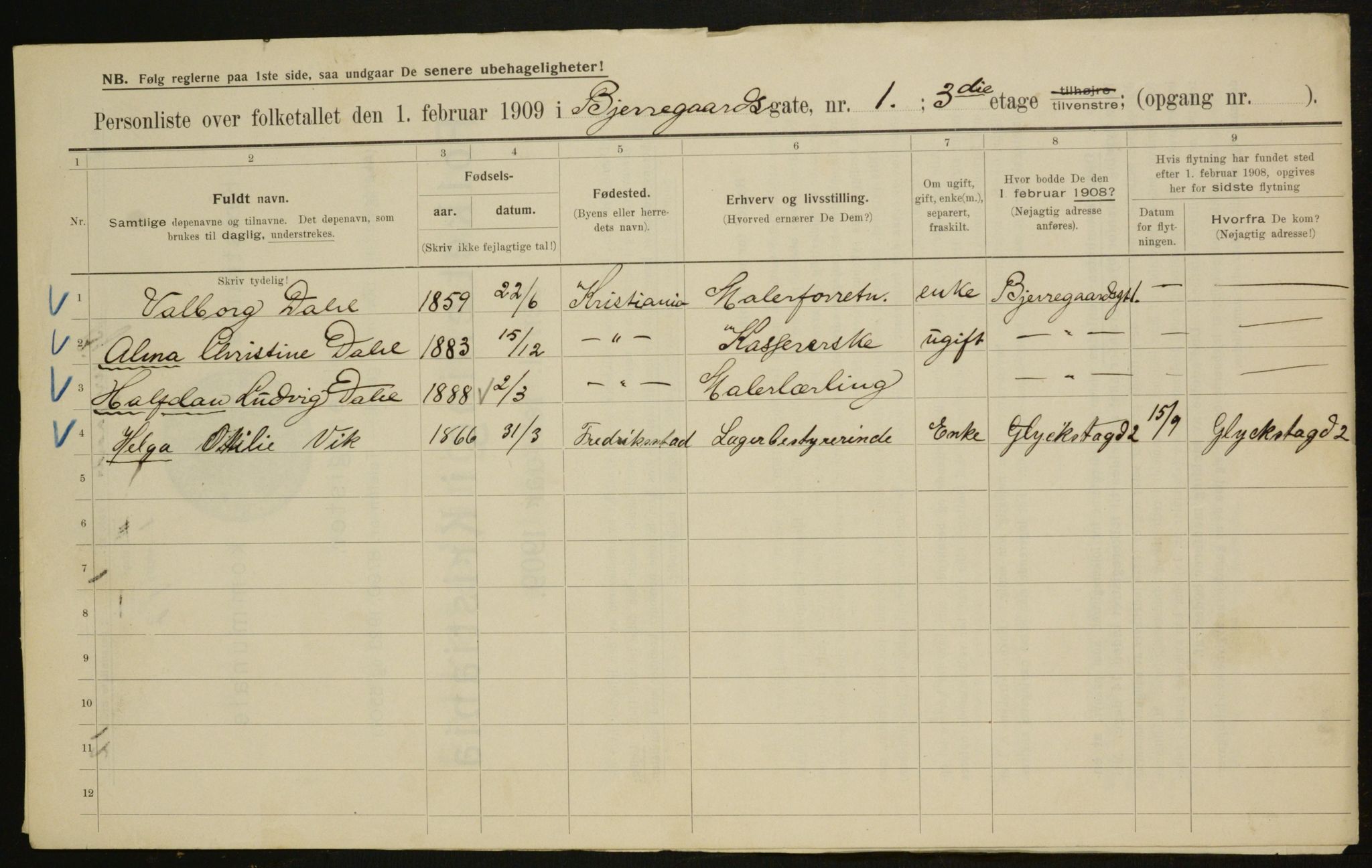 OBA, Kommunal folketelling 1.2.1909 for Kristiania kjøpstad, 1909, s. 5117