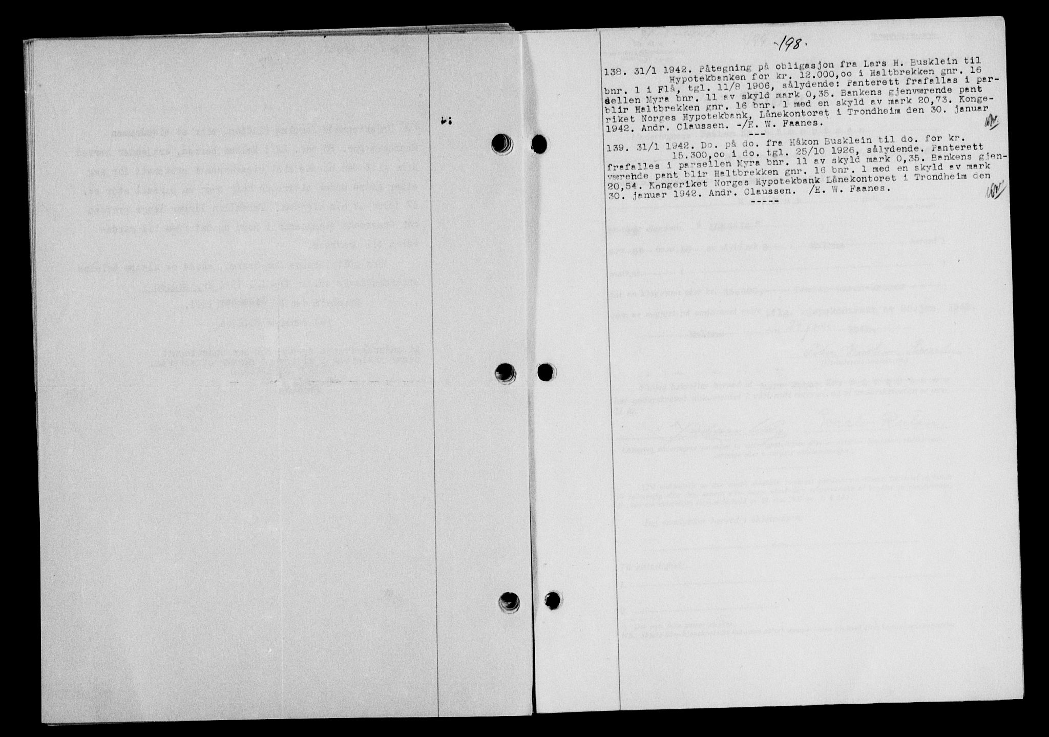 Gauldal sorenskriveri, SAT/A-0014/1/2/2C/L0054: Pantebok nr. 59, 1941-1942, Dagboknr: 138/1942