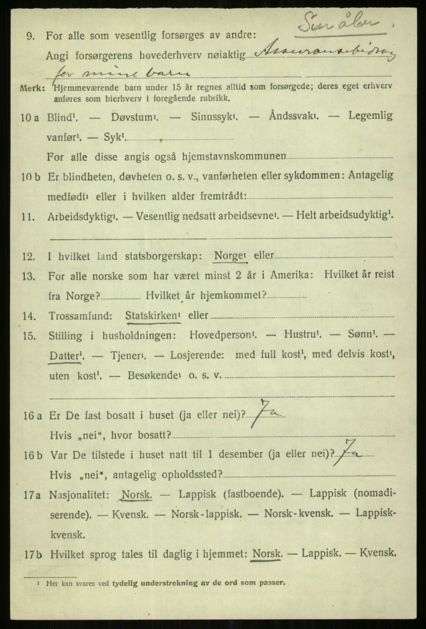 SATØ, Folketelling 1920 for 1936 Karlsøy herred, 1920, s. 3393