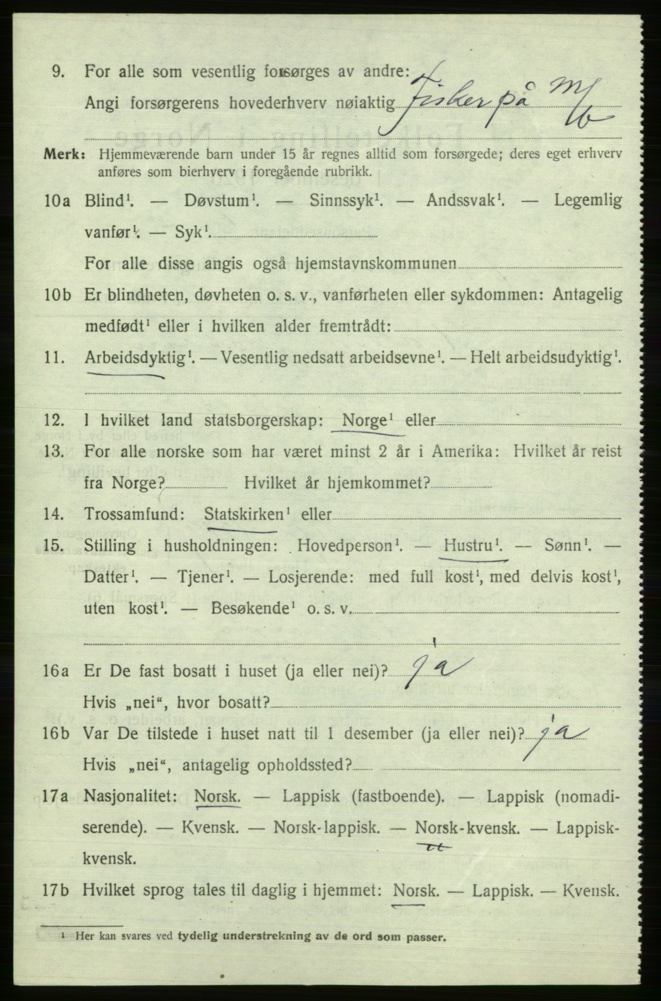 SATØ, Folketelling 1920 for 2019 Kjelvik herred, 1920, s. 5336