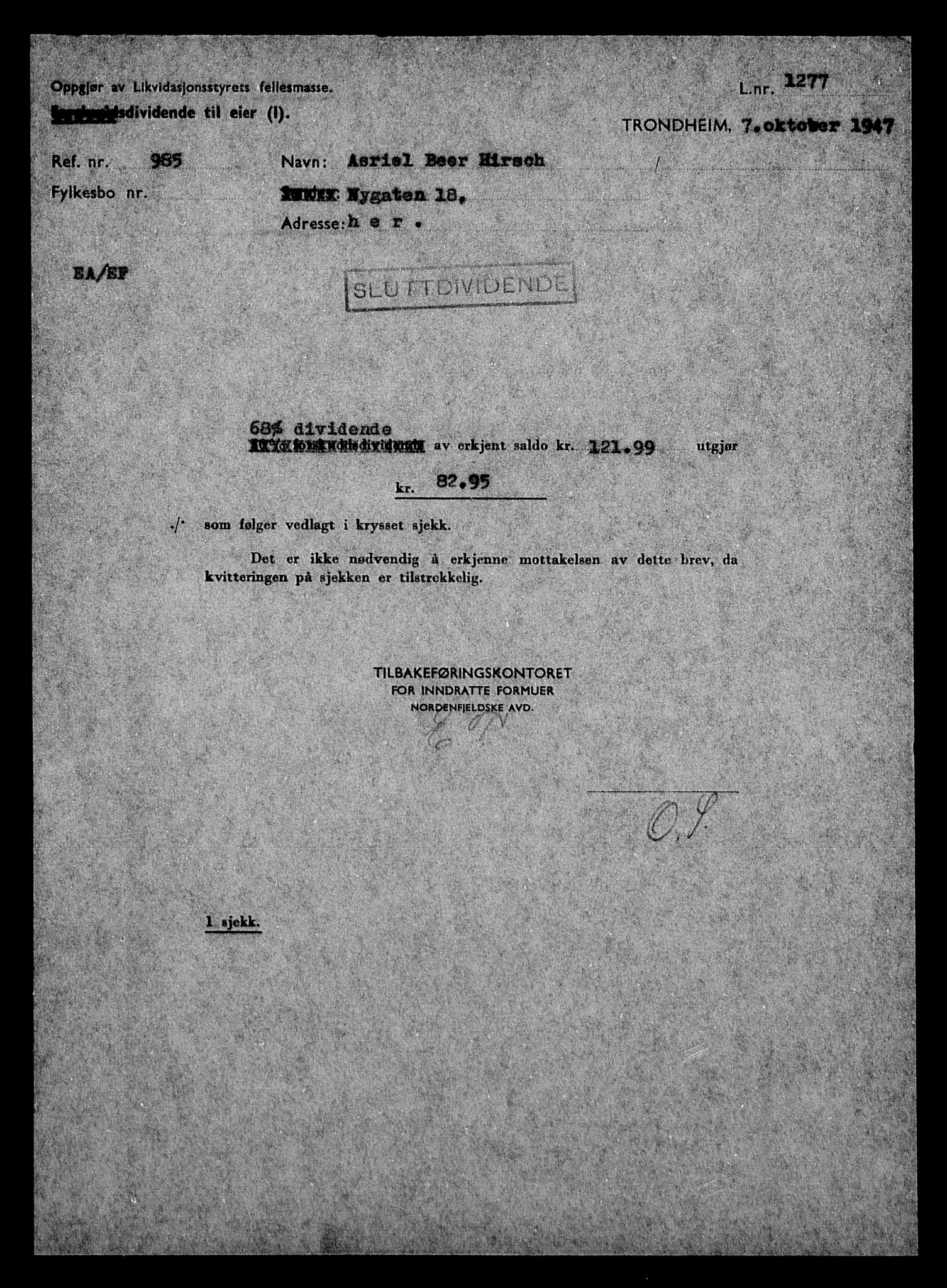 Justisdepartementet, Tilbakeføringskontoret for inndratte formuer, AV/RA-S-1564/H/Hc/Hca/L0896: --, 1945-1947, s. 193