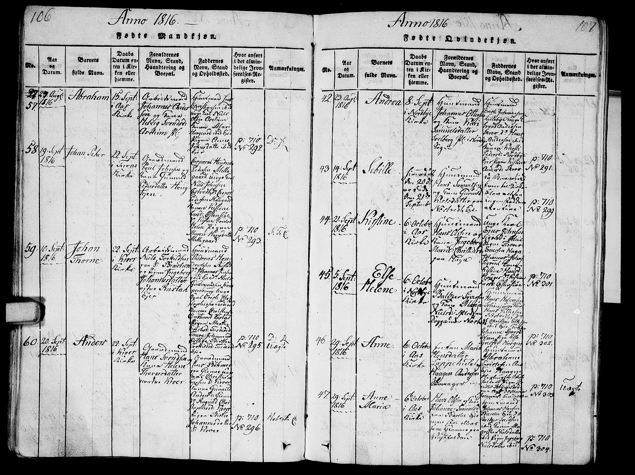 Ås prestekontor Kirkebøker, AV/SAO-A-10894/G/Ga/L0001: Klokkerbok nr. I 1, 1814-1820, s. 106-107