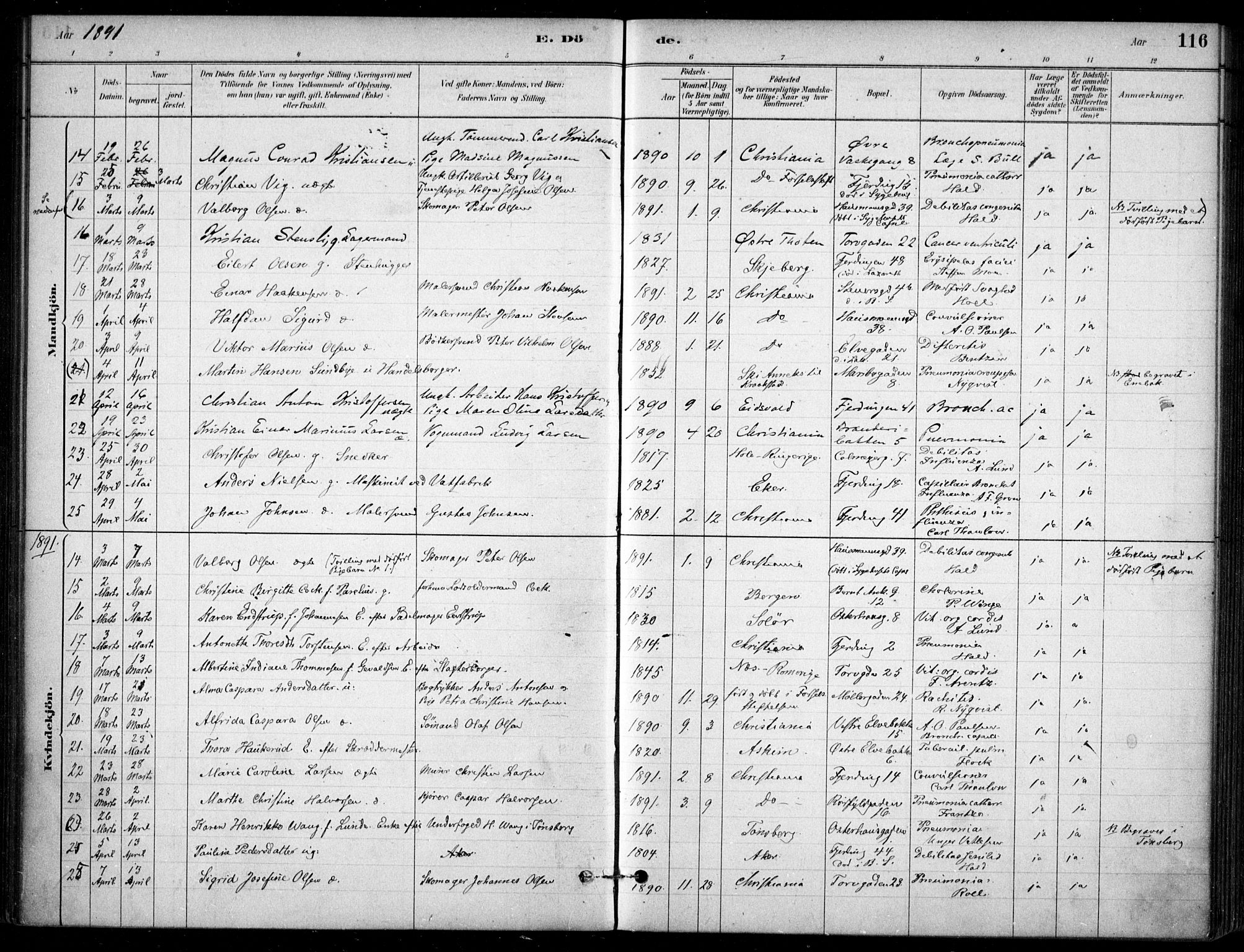 Jakob prestekontor Kirkebøker, AV/SAO-A-10850/F/Fa/L0007: Ministerialbok nr. 7, 1880-1905, s. 116