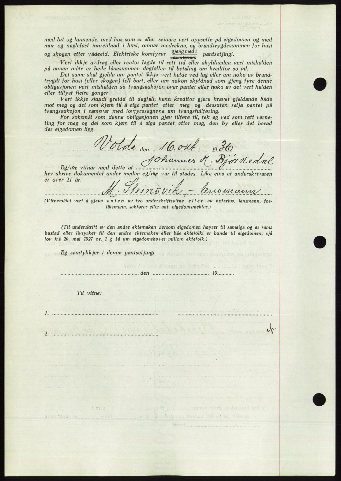 Søre Sunnmøre sorenskriveri, AV/SAT-A-4122/1/2/2C/L0061: Pantebok nr. 55, 1936-1936, Dagboknr: 1492/1936