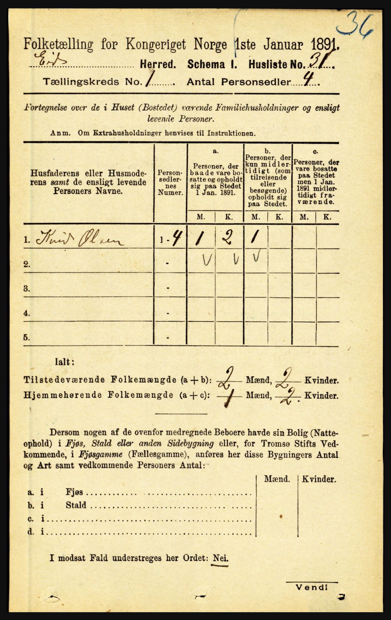 RA, Folketelling 1891 for 1443 Eid herred, 1891, s. 72