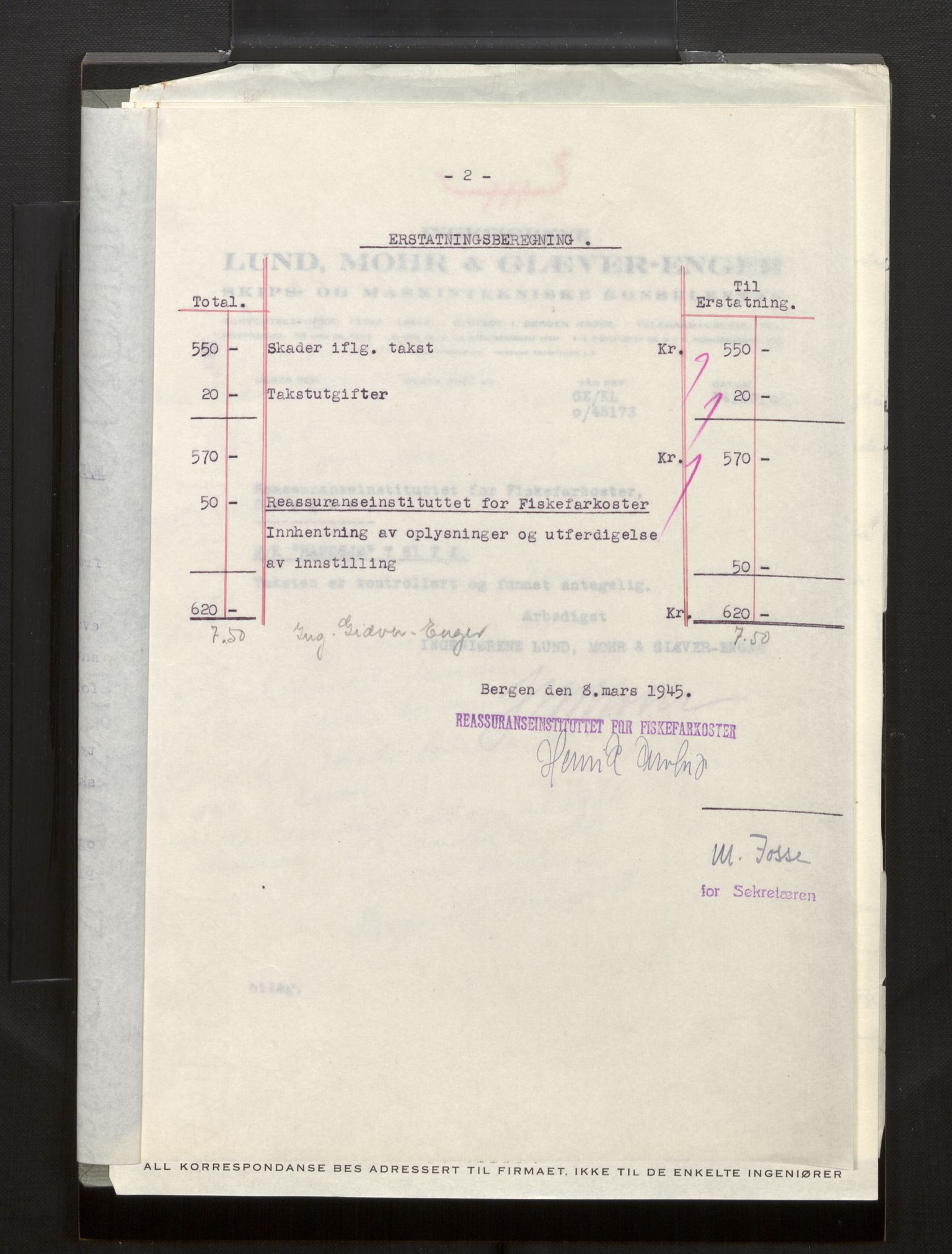 Fiskeridirektoratet - 1 Adm. ledelse - 13 Båtkontoret, AV/SAB-A-2003/La/L0042: Statens krigsforsikring for fiskeflåten, 1936-1971, s. 827