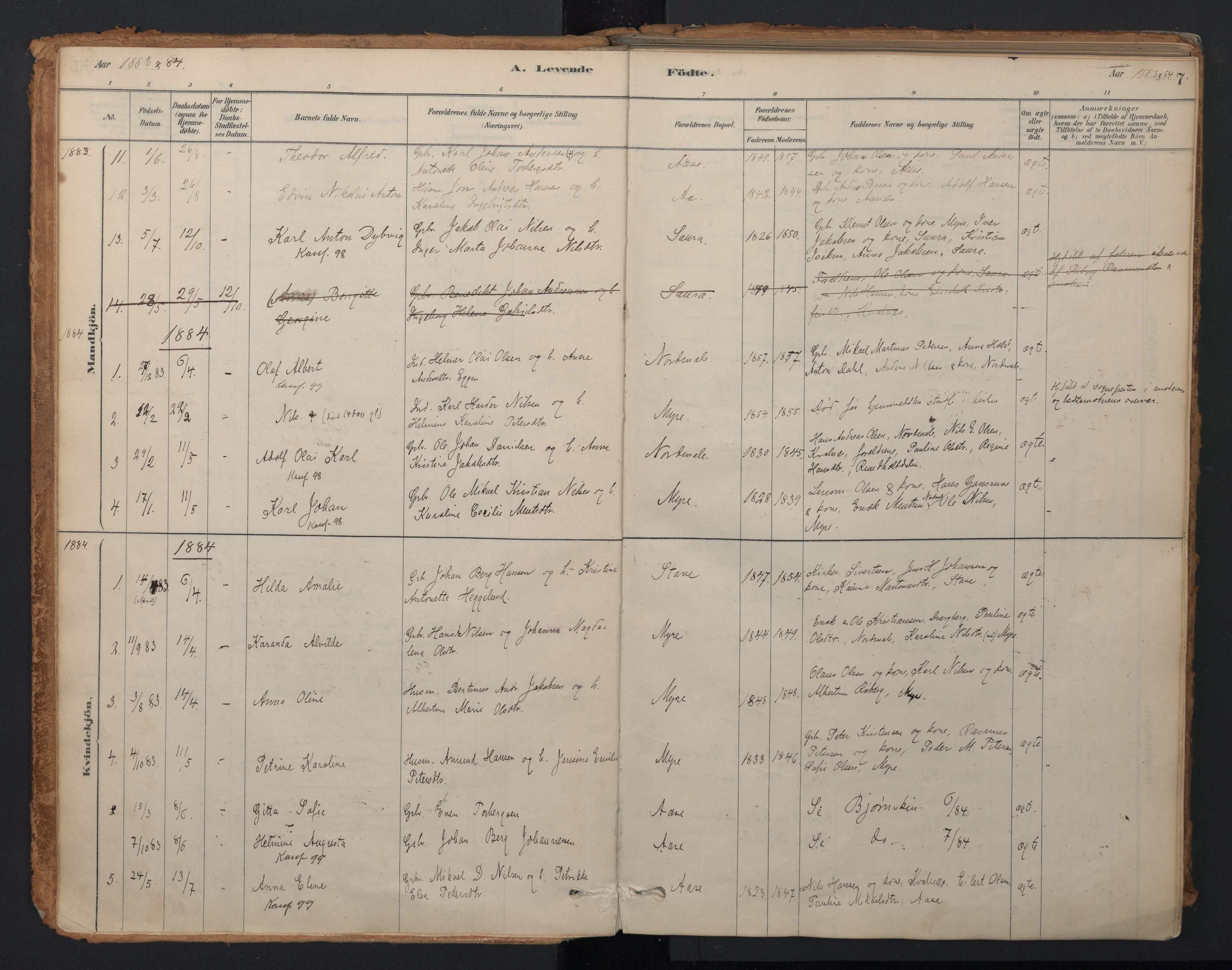 Ministerialprotokoller, klokkerbøker og fødselsregistre - Nordland, AV/SAT-A-1459/897/L1399: Ministerialbok nr. 897A06, 1881-1896, s. 7