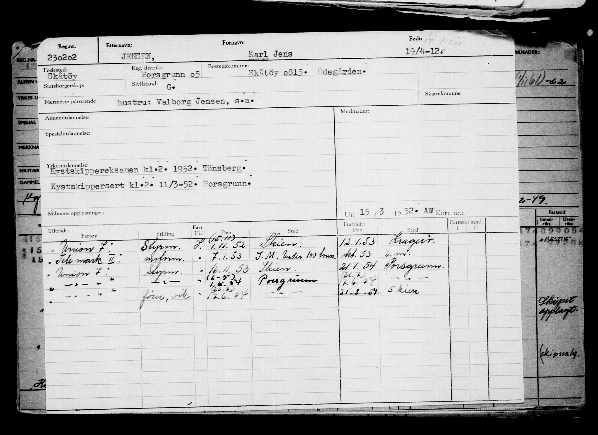 Direktoratet for sjømenn, AV/RA-S-3545/G/Gb/L0103: Hovedkort, 1912, s. 841