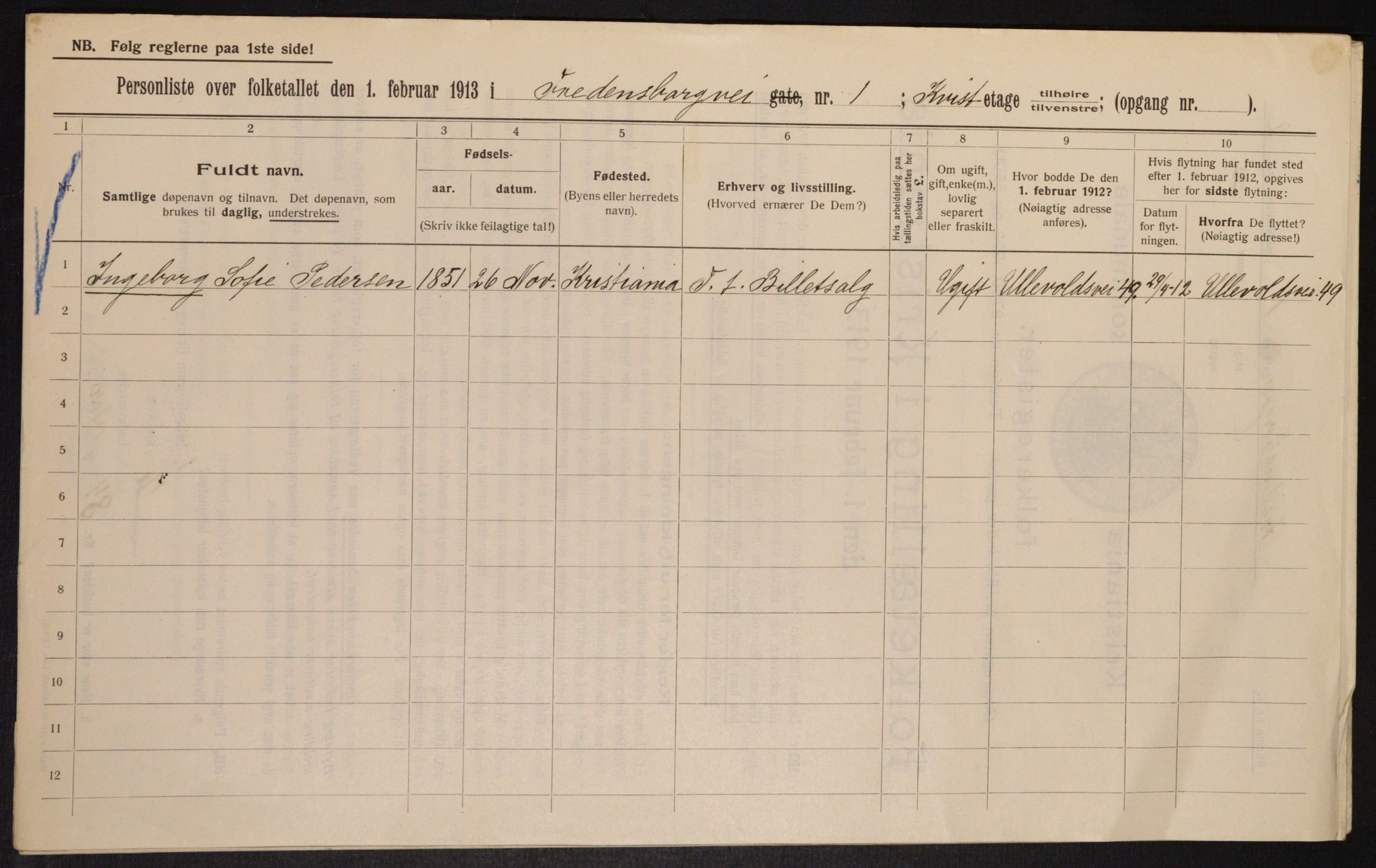 OBA, Kommunal folketelling 1.2.1913 for Kristiania, 1913, s. 25676