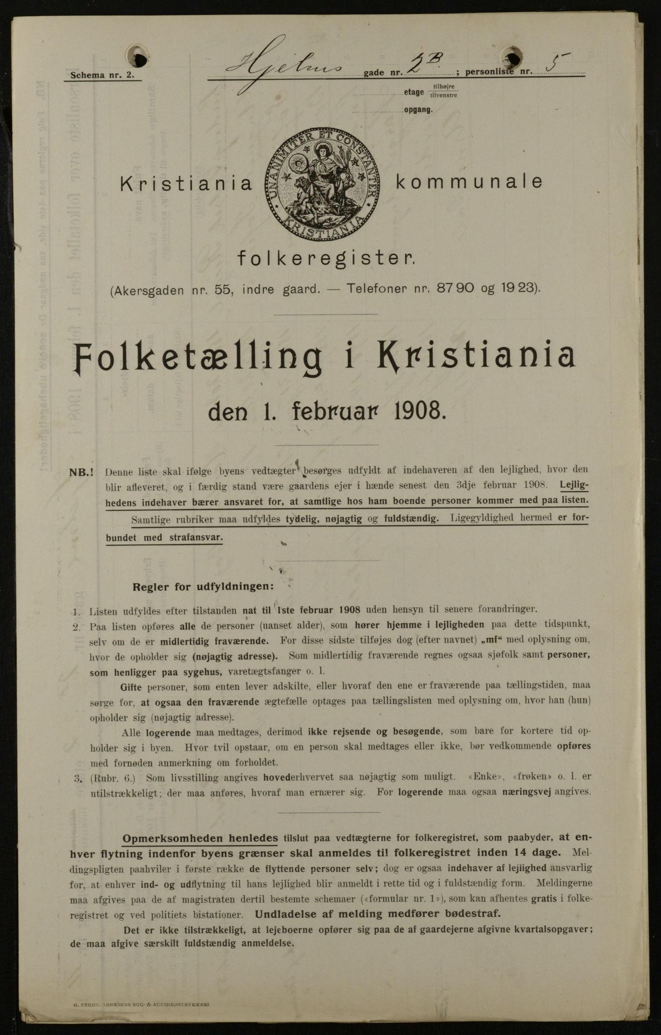 OBA, Kommunal folketelling 1.2.1908 for Kristiania kjøpstad, 1908, s. 36111