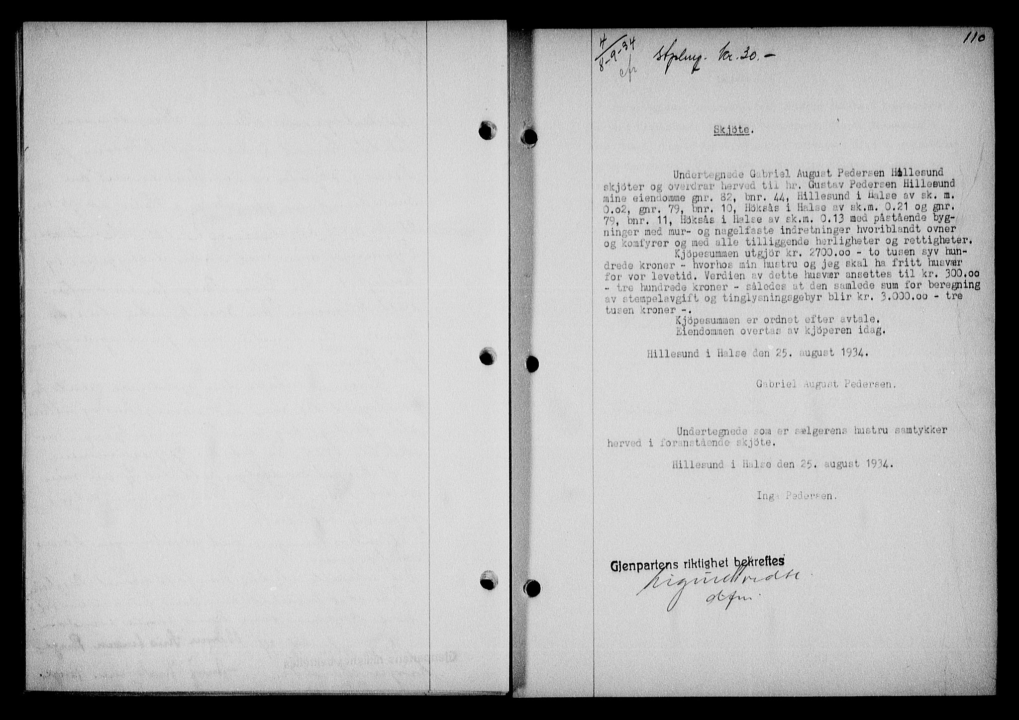 Mandal sorenskriveri, SAK/1221-0005/001/G/Gb/Gba/L0068: Pantebok nr. A-5, 1934-1935, Tingl.dato: 08.09.1934