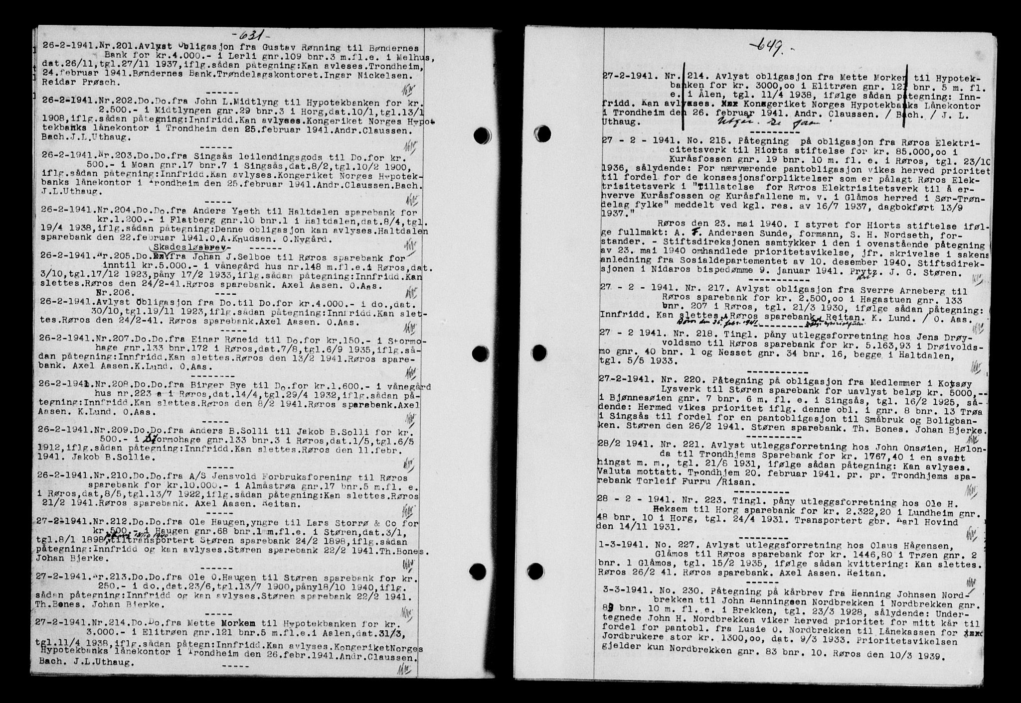 Gauldal sorenskriveri, SAT/A-0014/1/2/2C/L0052: Pantebok nr. 57, 1940-1941, Dagboknr: 201/1941