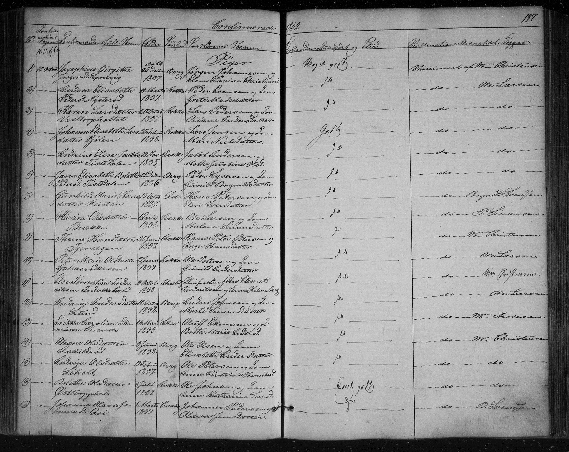 Berg prestekontor Kirkebøker, AV/SAO-A-10902/F/Fa/L0004: Ministerialbok nr. I 4, 1843-1860, s. 197
