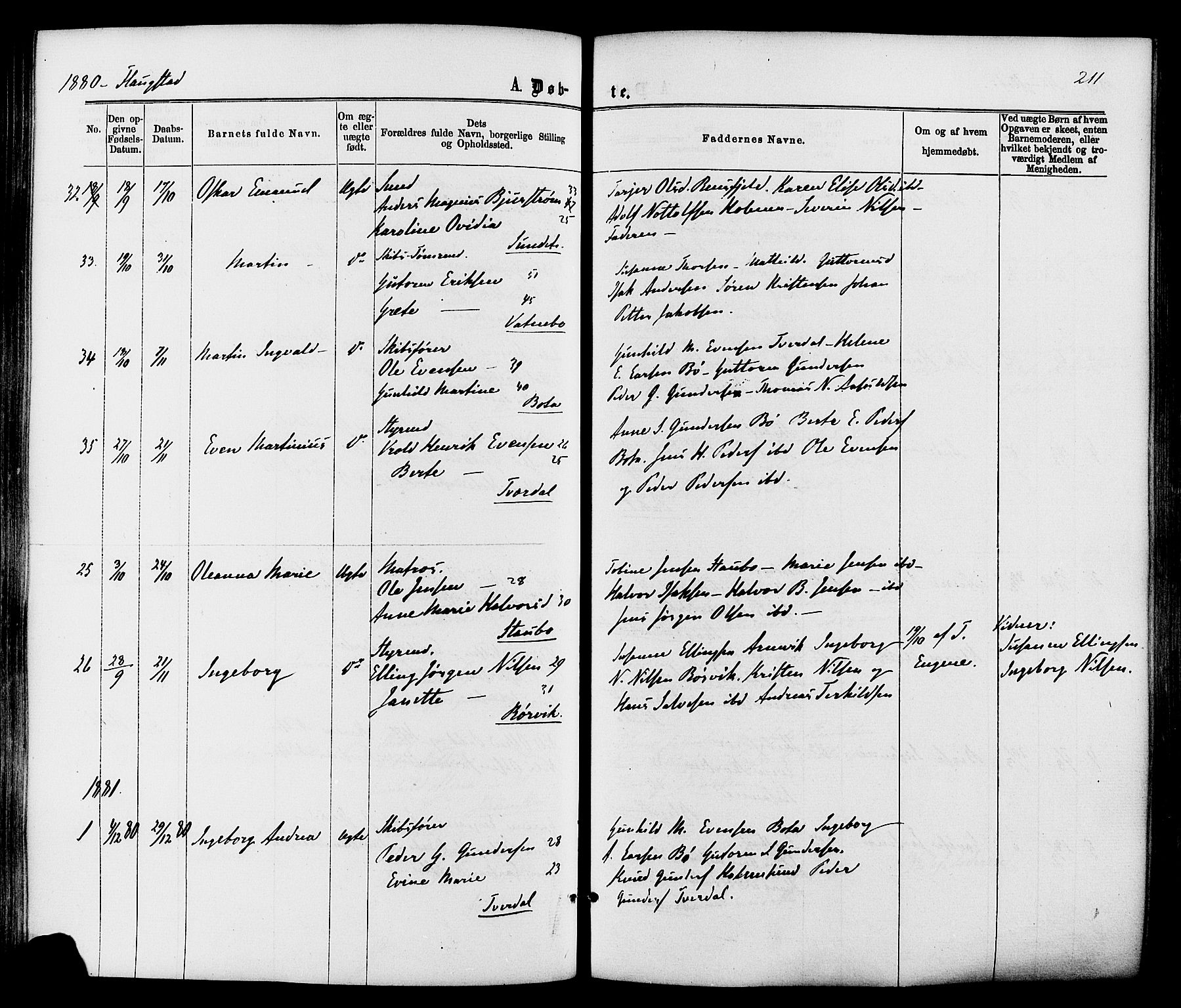 Dypvåg sokneprestkontor, AV/SAK-1111-0007/F/Fa/Faa/L0007: Ministerialbok nr. A 7 /2, 1877-1884, s. 211