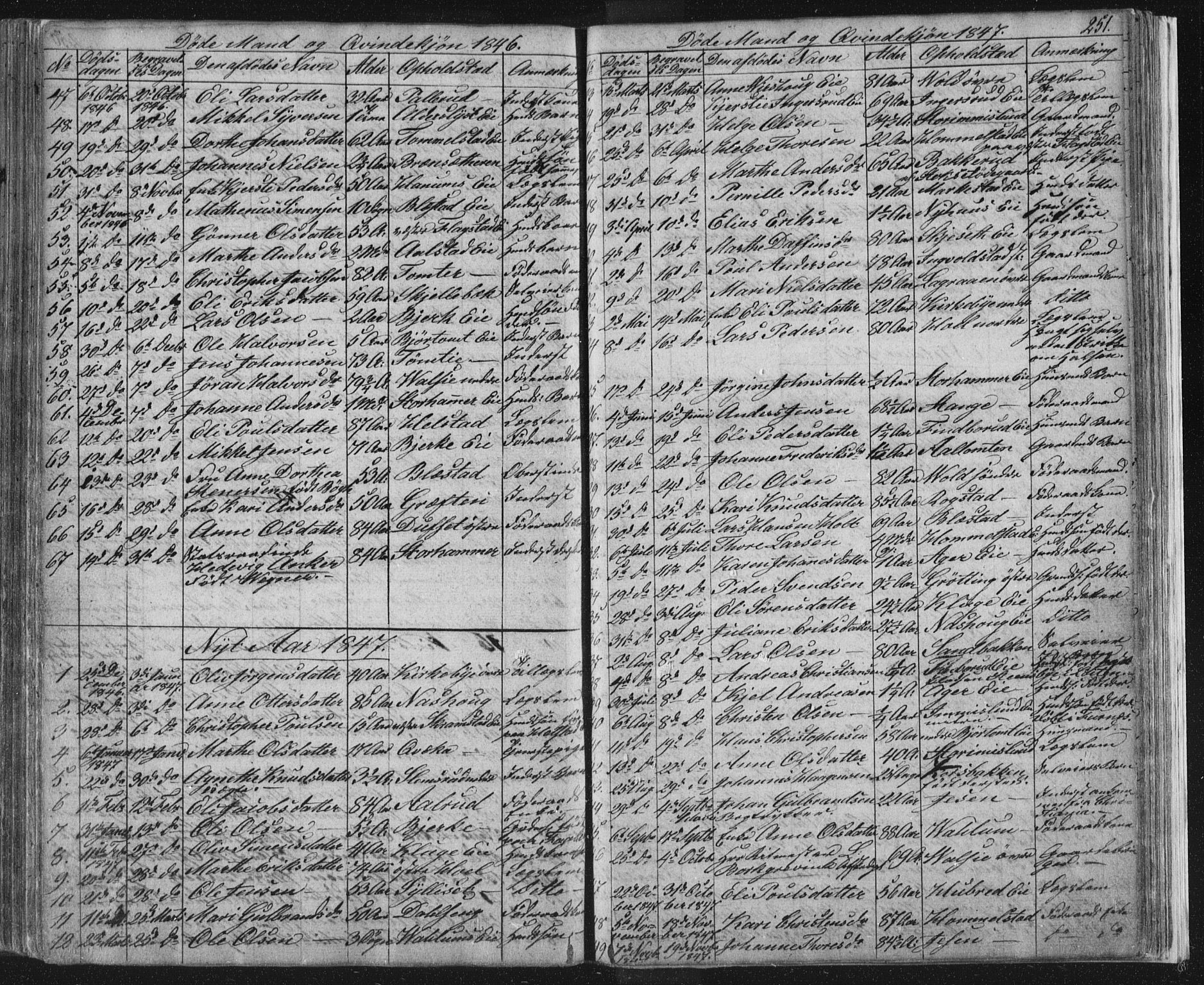 Vang prestekontor, Hedmark, AV/SAH-PREST-008/H/Ha/Hab/L0008: Klokkerbok nr. 8, 1832-1854, s. 251