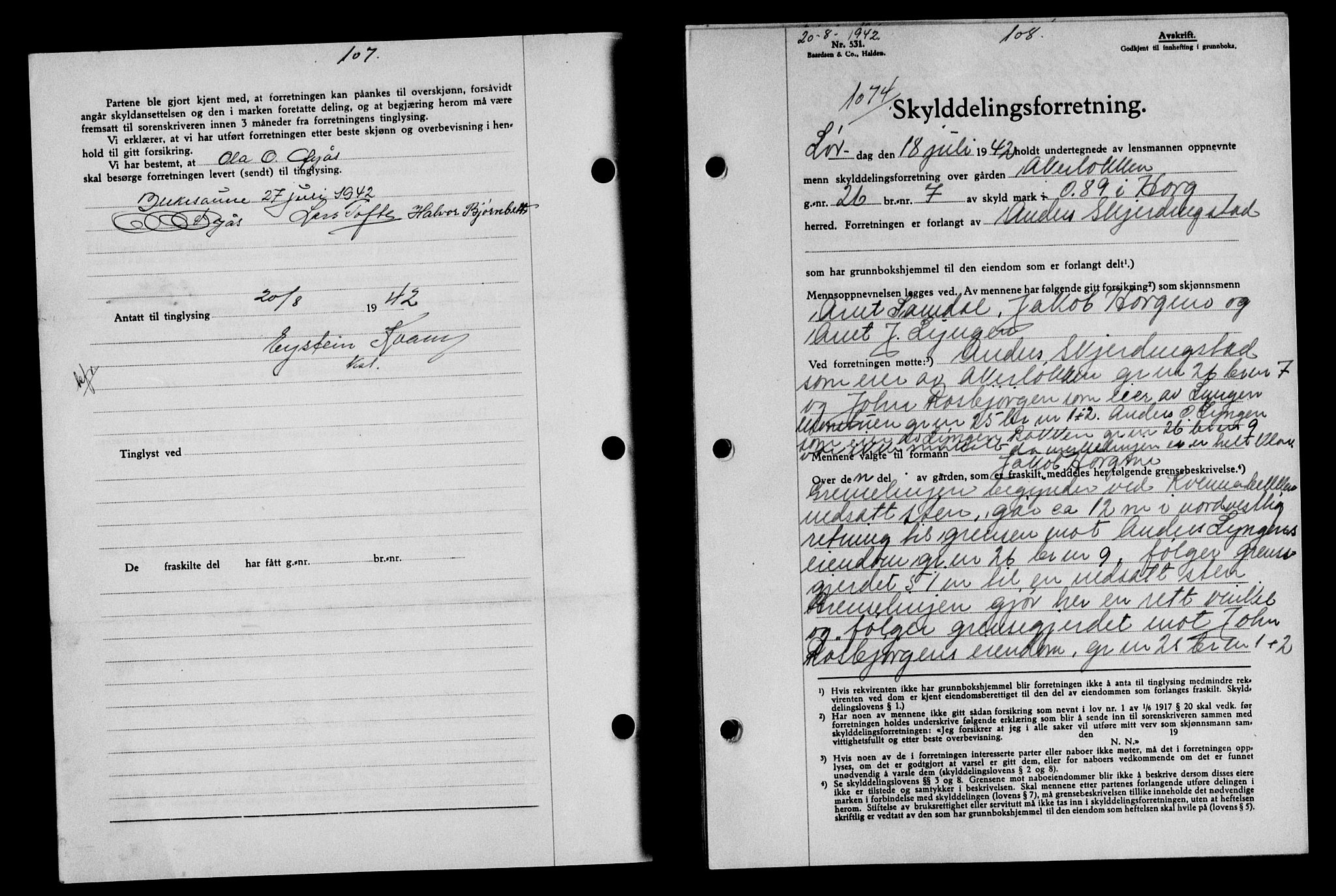 Gauldal sorenskriveri, SAT/A-0014/1/2/2C/L0055: Pantebok nr. 60, 1942-1942, Dagboknr: 1074/1942