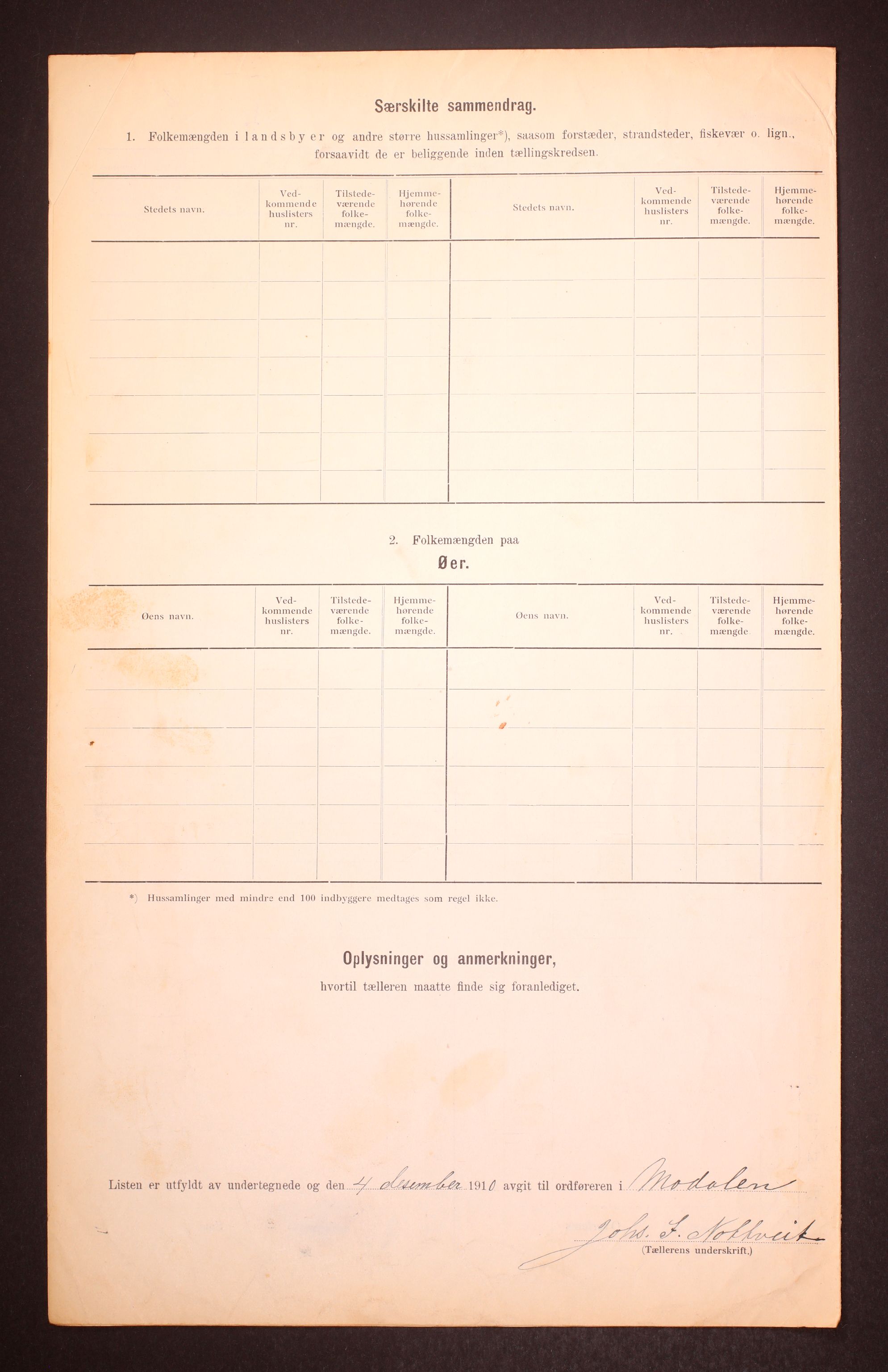 RA, Folketelling 1910 for 1252 Modalen herred, 1910, s. 6