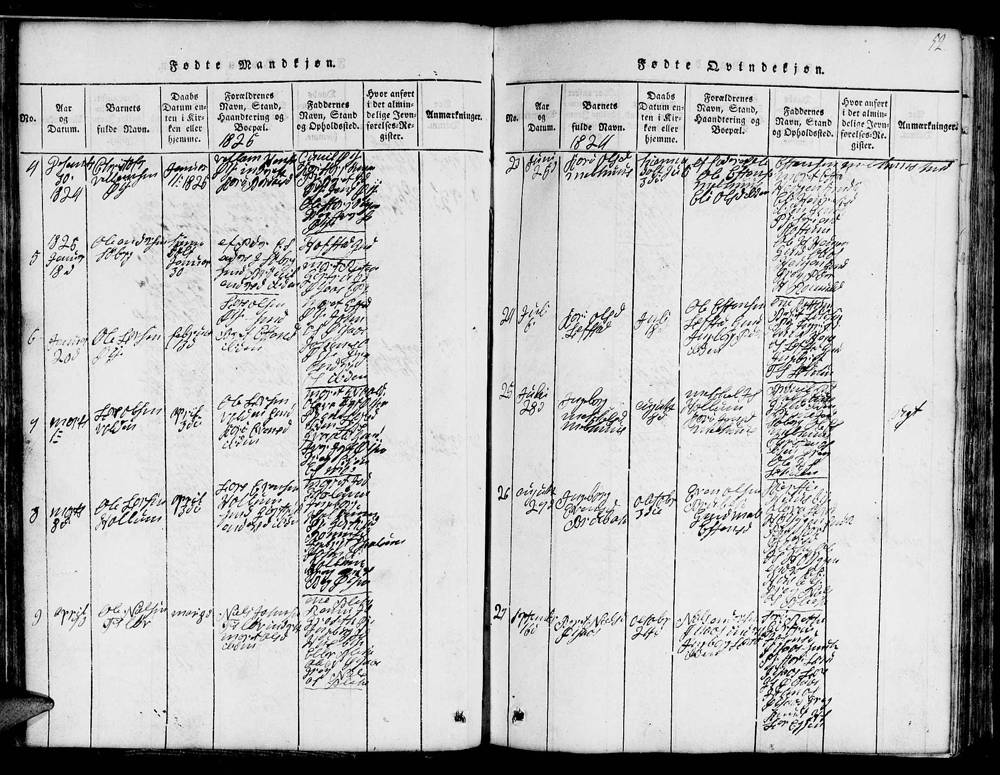 Ministerialprotokoller, klokkerbøker og fødselsregistre - Sør-Trøndelag, AV/SAT-A-1456/691/L1092: Klokkerbok nr. 691C03, 1816-1852, s. 52