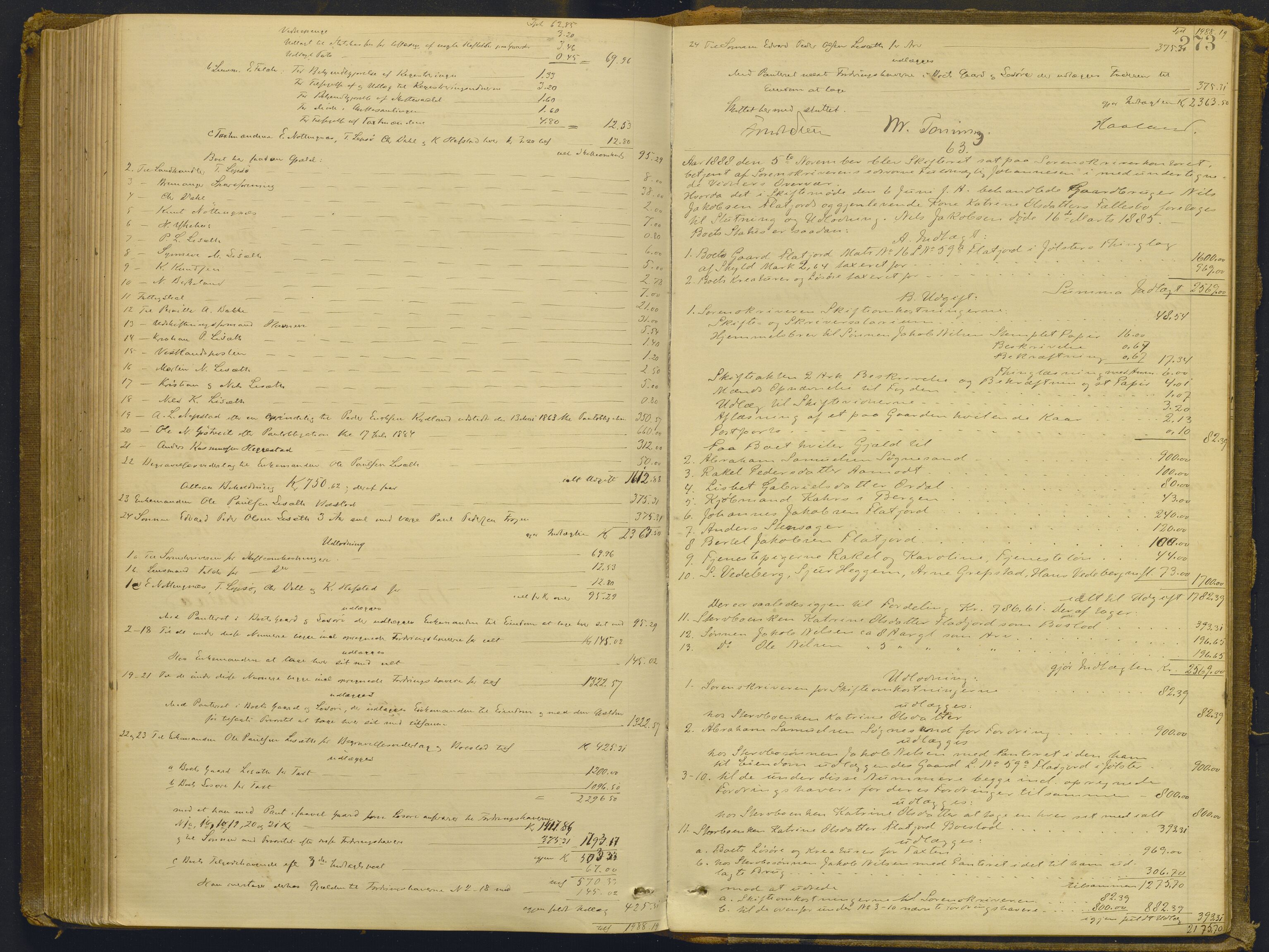Sunnfjord tingrett, AV/SAB-A-3201/1/H/Hd/L0006: Skifteutlodningsprotokoll, 1881-1889, s. 272b-273a