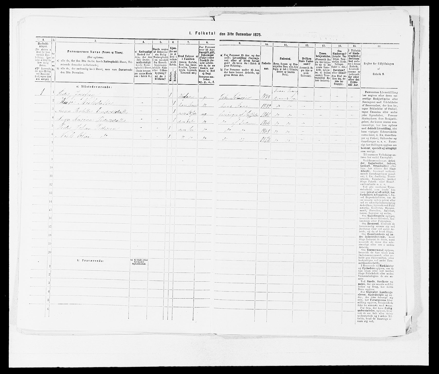 SAB, Folketelling 1875 for 1218P Finnås prestegjeld, 1875, s. 1307