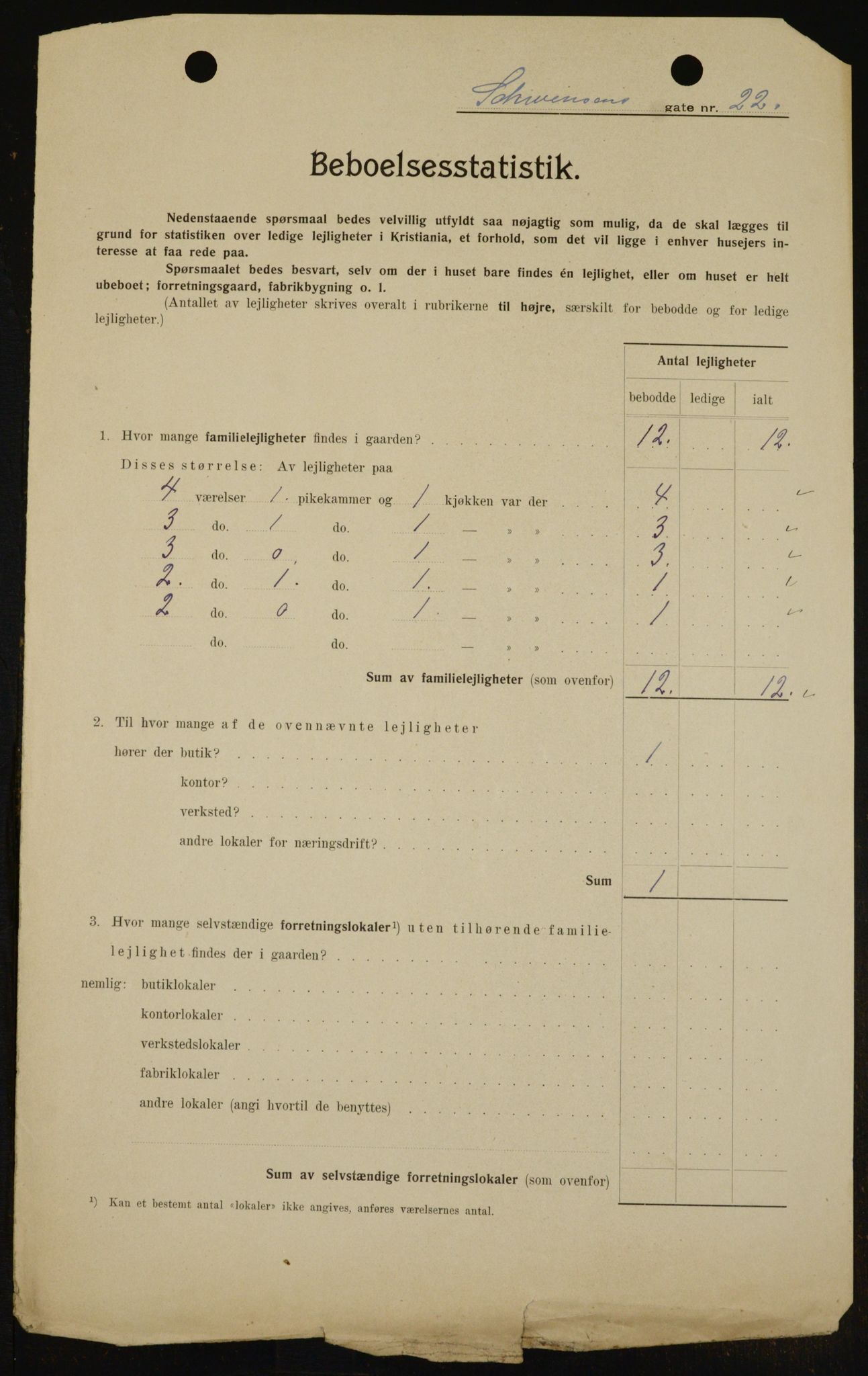 OBA, Kommunal folketelling 1.2.1909 for Kristiania kjøpstad, 1909, s. 84343