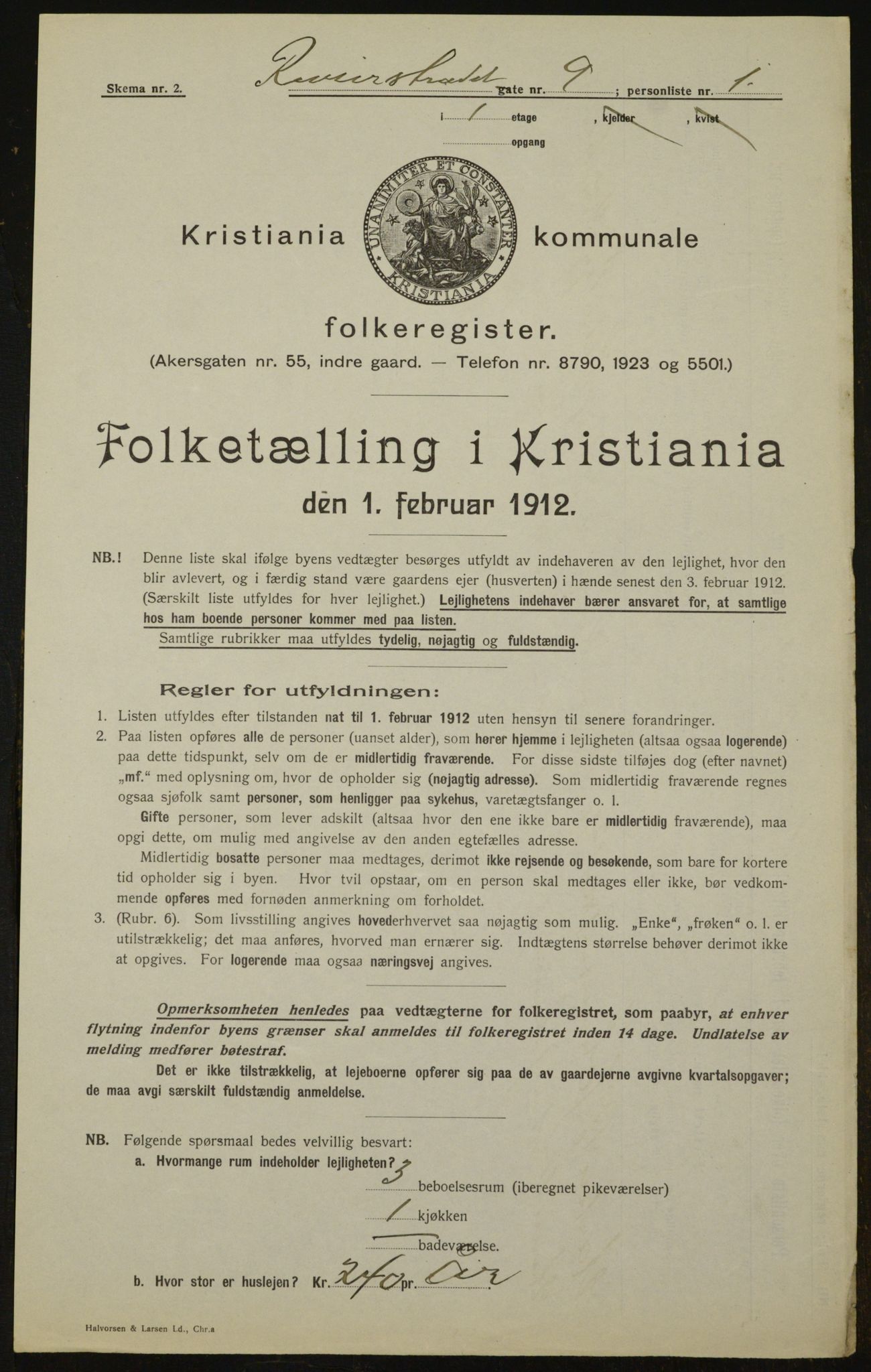 OBA, Kommunal folketelling 1.2.1912 for Kristiania, 1912, s. 83140