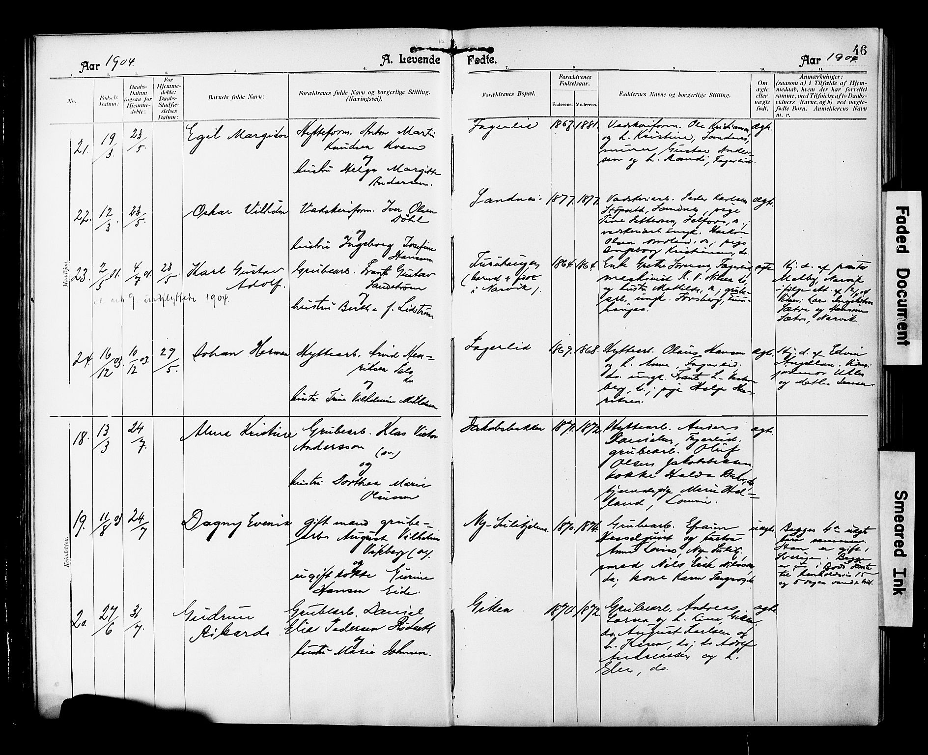 Ministerialprotokoller, klokkerbøker og fødselsregistre - Nordland, SAT/A-1459/850/L0709: Ministerialbok nr. 850A01, 1899-1909, s. 46