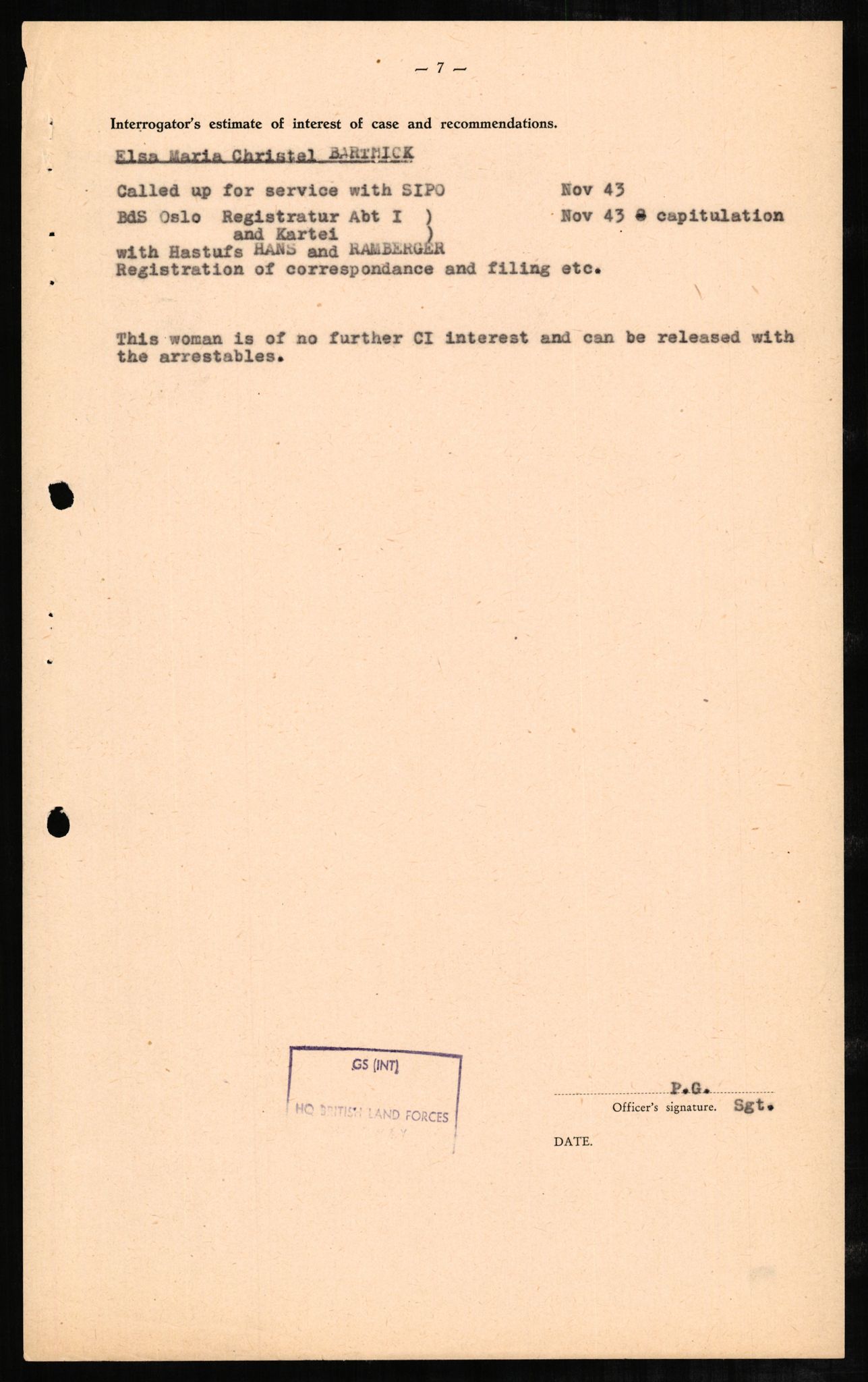 Forsvaret, Forsvarets overkommando II, AV/RA-RAFA-3915/D/Db/L0002: CI Questionaires. Tyske okkupasjonsstyrker i Norge. Tyskere., 1945-1946, s. 180