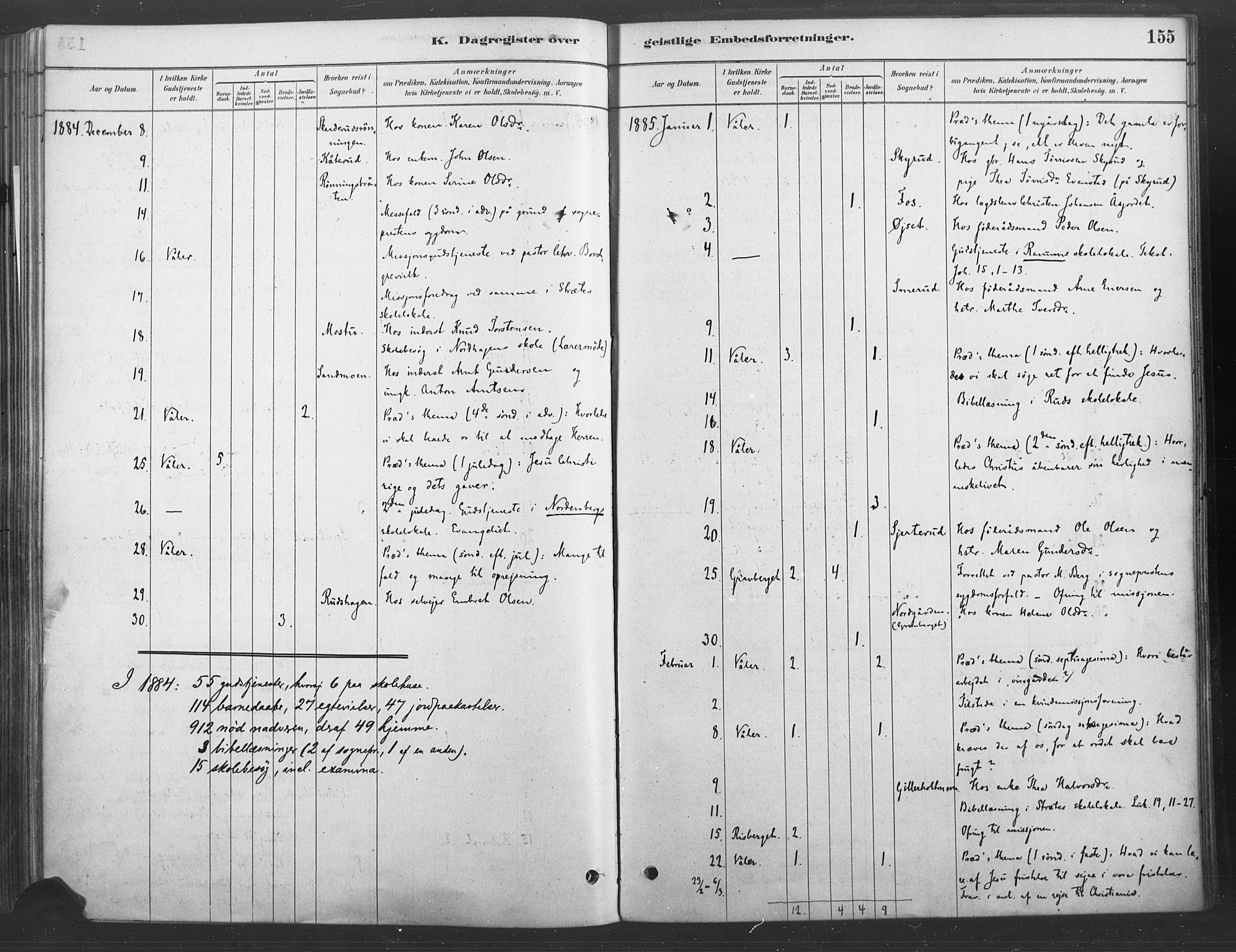 Våler prestekontor, Hedmark, AV/SAH-PREST-040/H/Ha/Haa/L0004: Ministerialbok nr. 4, 1879-1893, s. 155