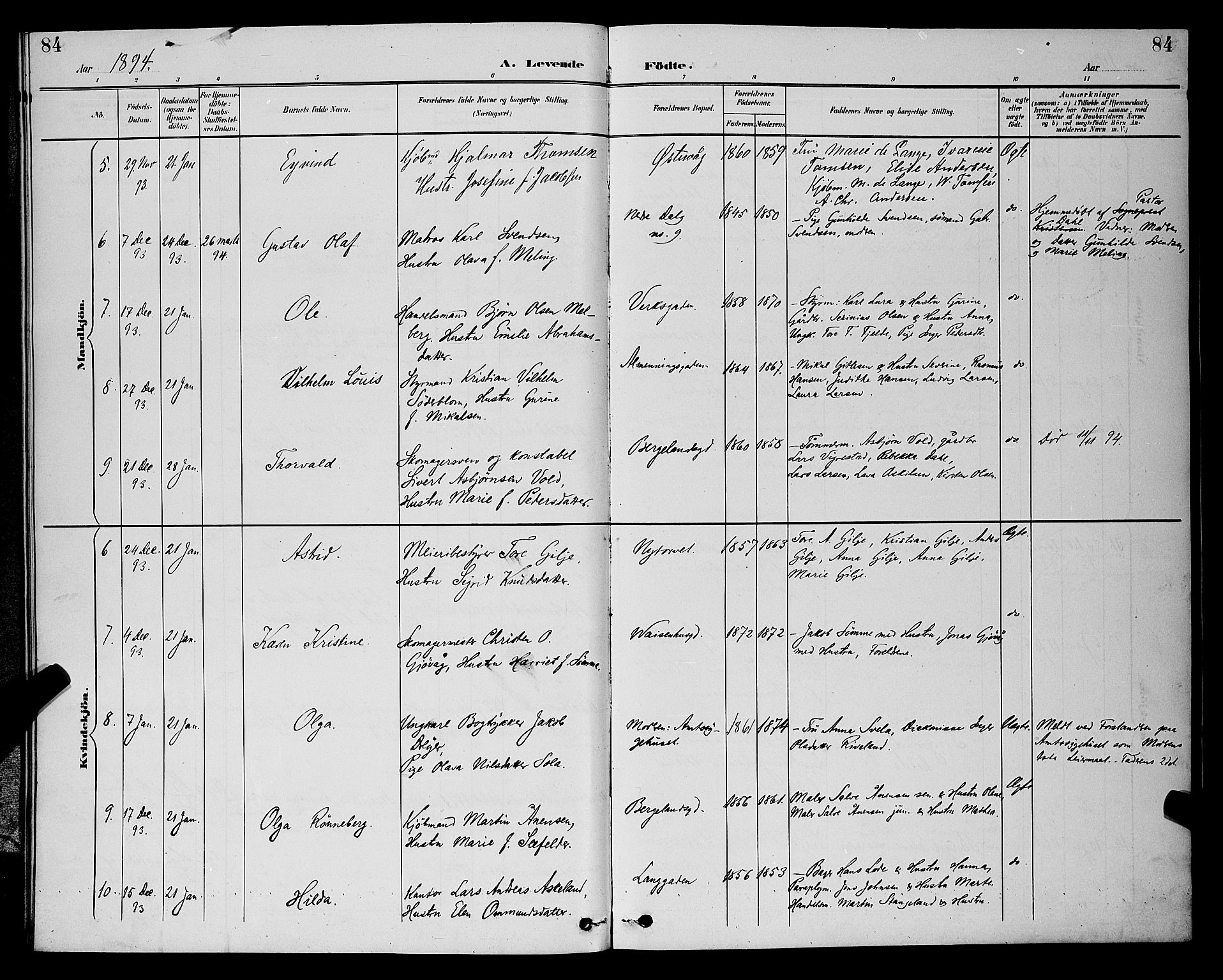 St. Petri sokneprestkontor, AV/SAST-A-101813/001/30/30BB/L0006: Klokkerbok nr. B 6, 1890-1897, s. 84